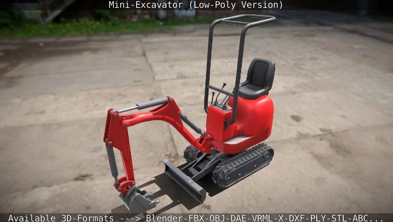Mini-Excavator Low-Poly-Version Low-poly 3D model_81