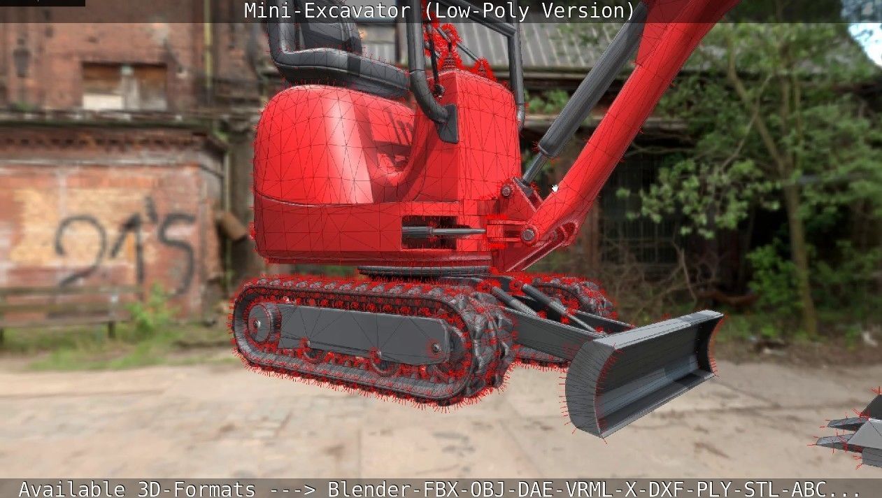 Mini-Excavator Low-Poly-Version Low-poly 3D model_66