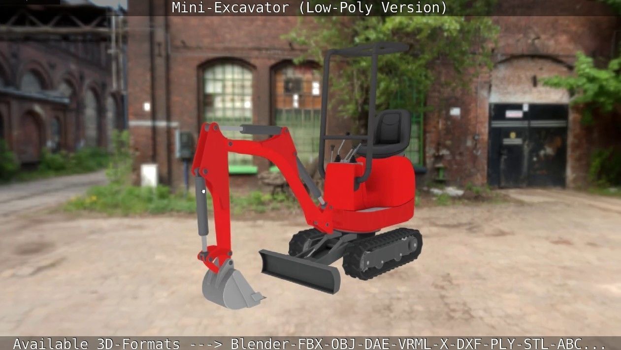 Mini-Excavator Low-Poly-Version Low-poly 3D model_54