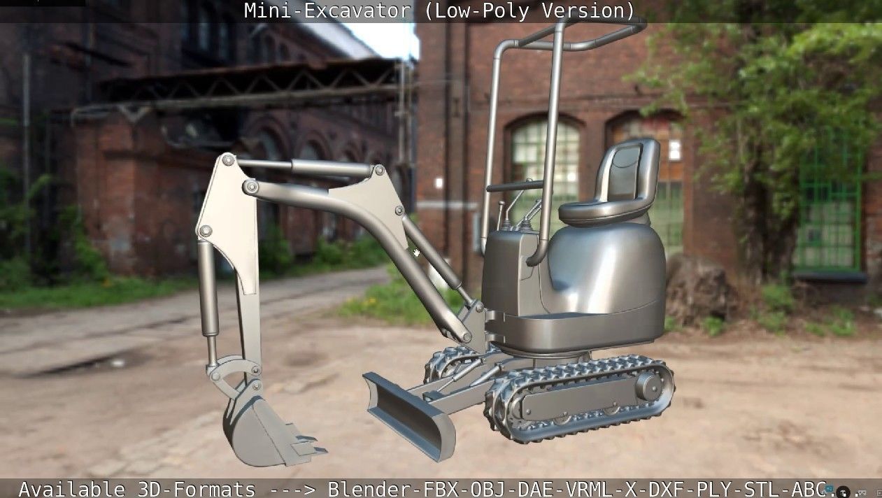 Mini-Excavator Low-Poly-Version Low-poly 3D model_55
