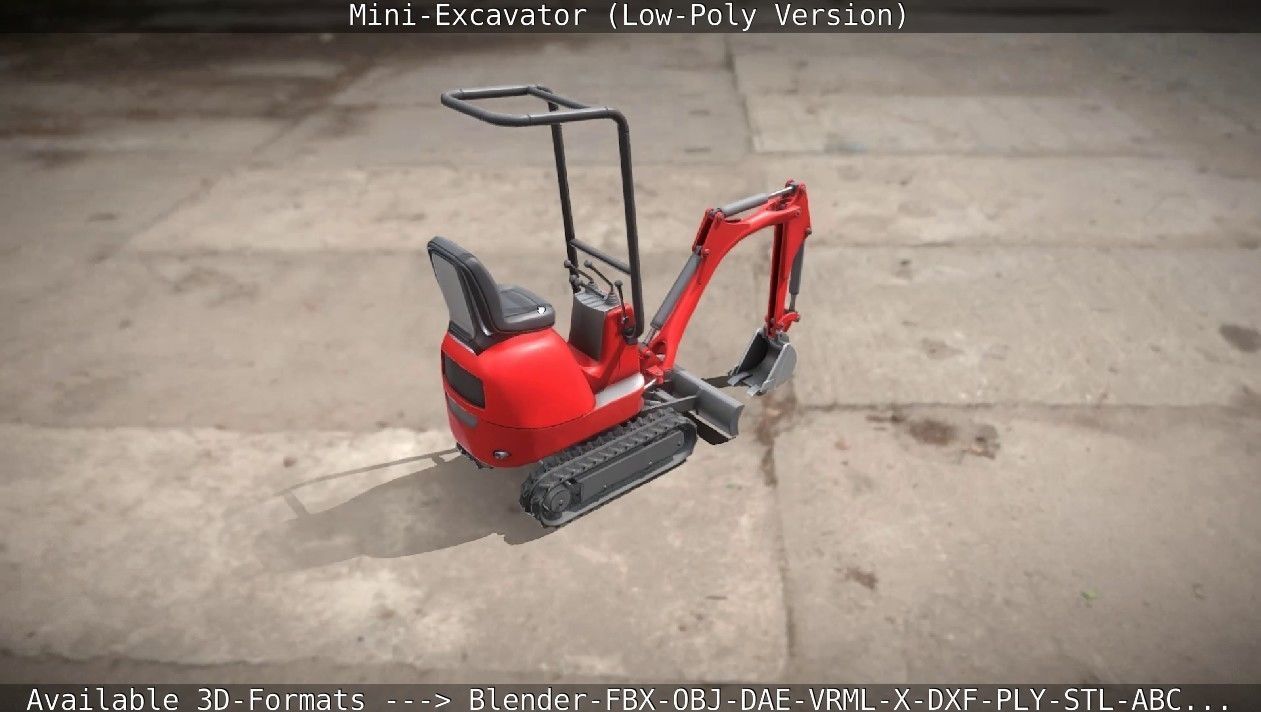 Mini-Excavator Low-Poly-Version Low-poly 3D model_23