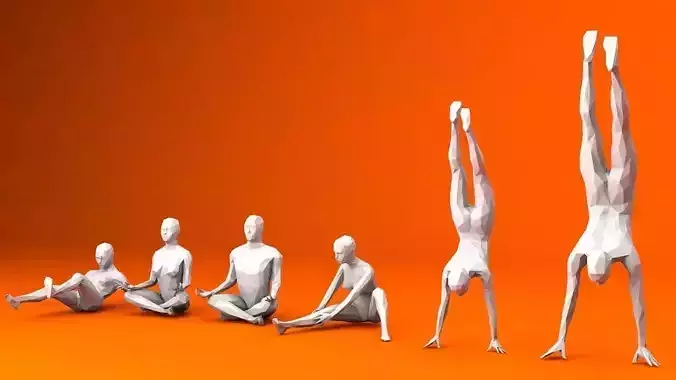 6 Training Lowpoly People Minimalist Low-poly 3D model