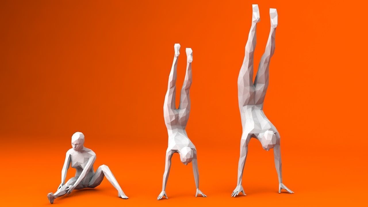 6 Training Lowpoly People Minimalist Low-poly 3D model_4