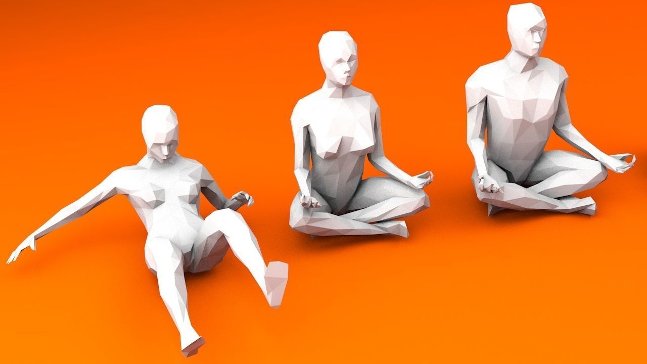 6 Training Lowpoly People Minimalist Low-poly 3D model_3