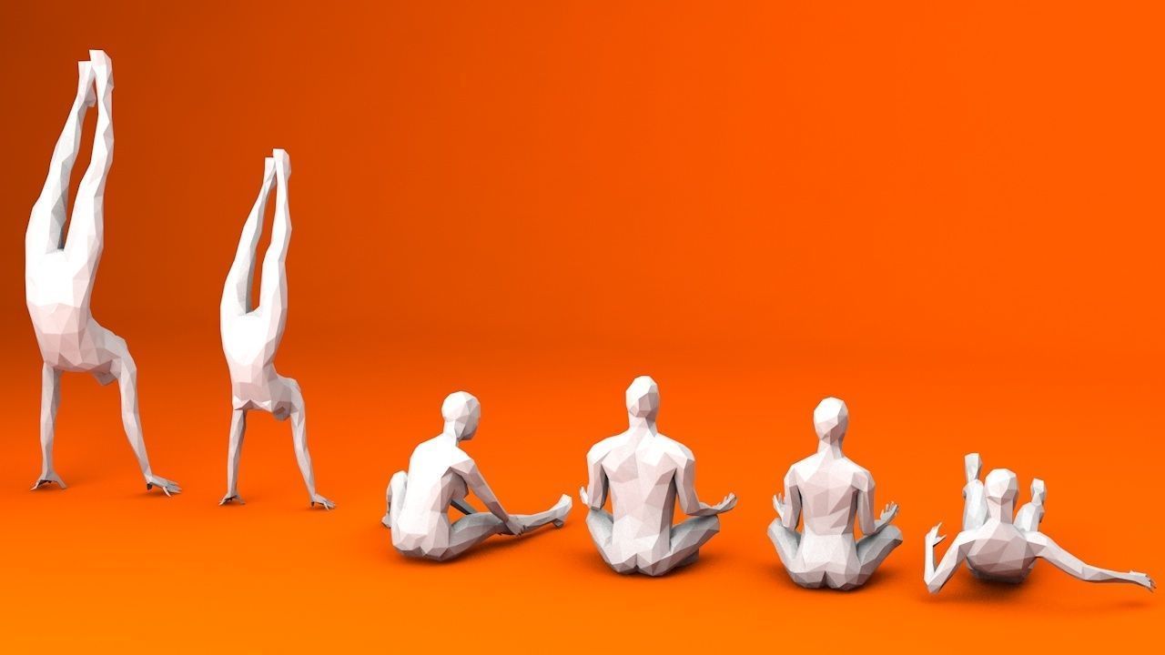 6 Training Lowpoly People Minimalist Low-poly 3D model_2