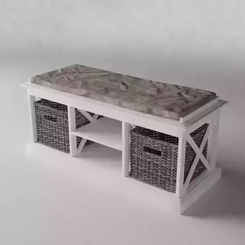 Bench wooden white painted 3D model