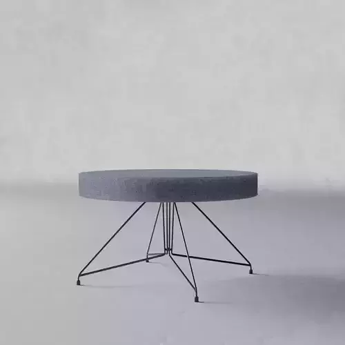 Stool blue cloth black metal legs