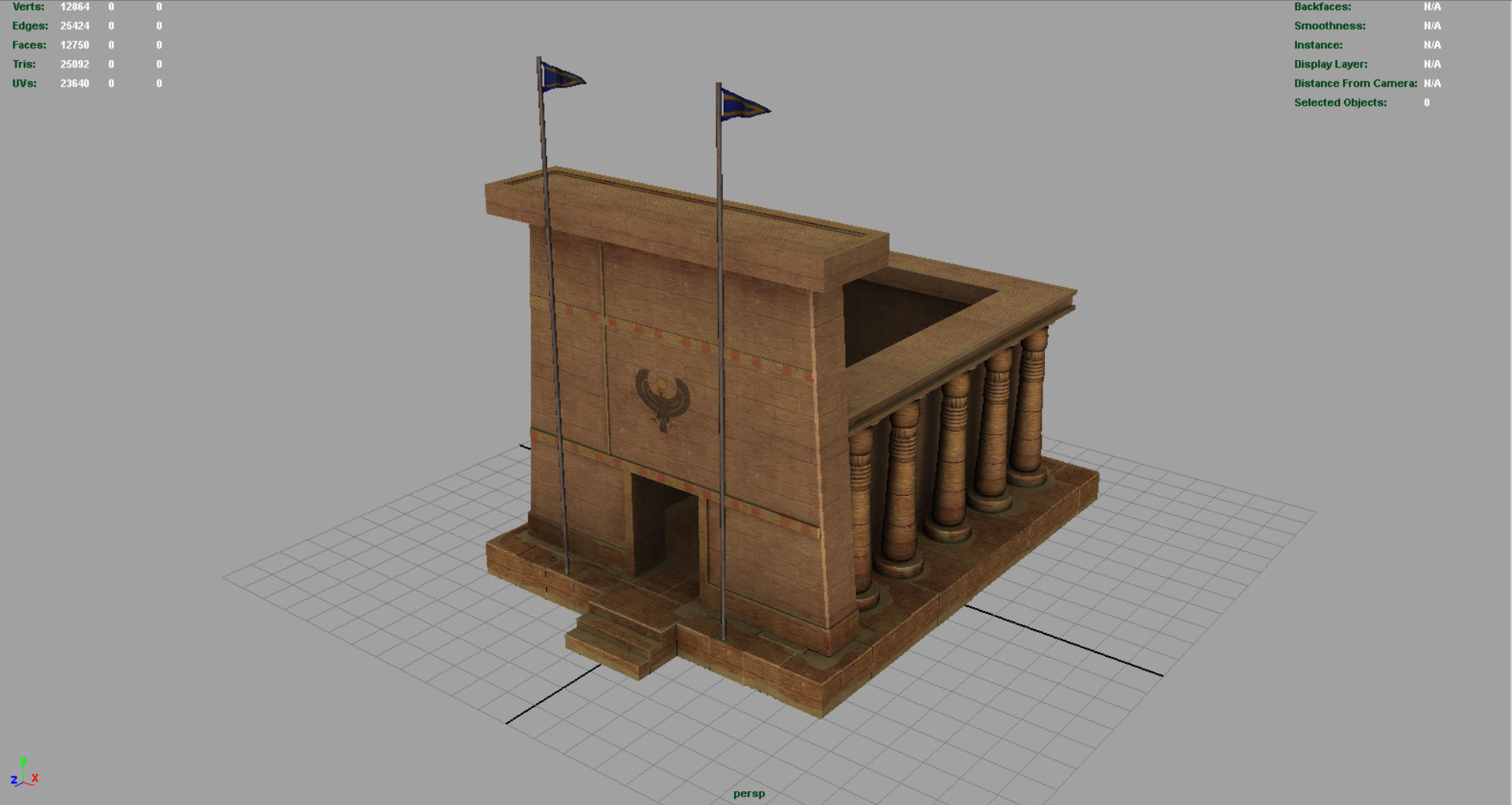 Egyptian Temple Low-poly 3D model_2