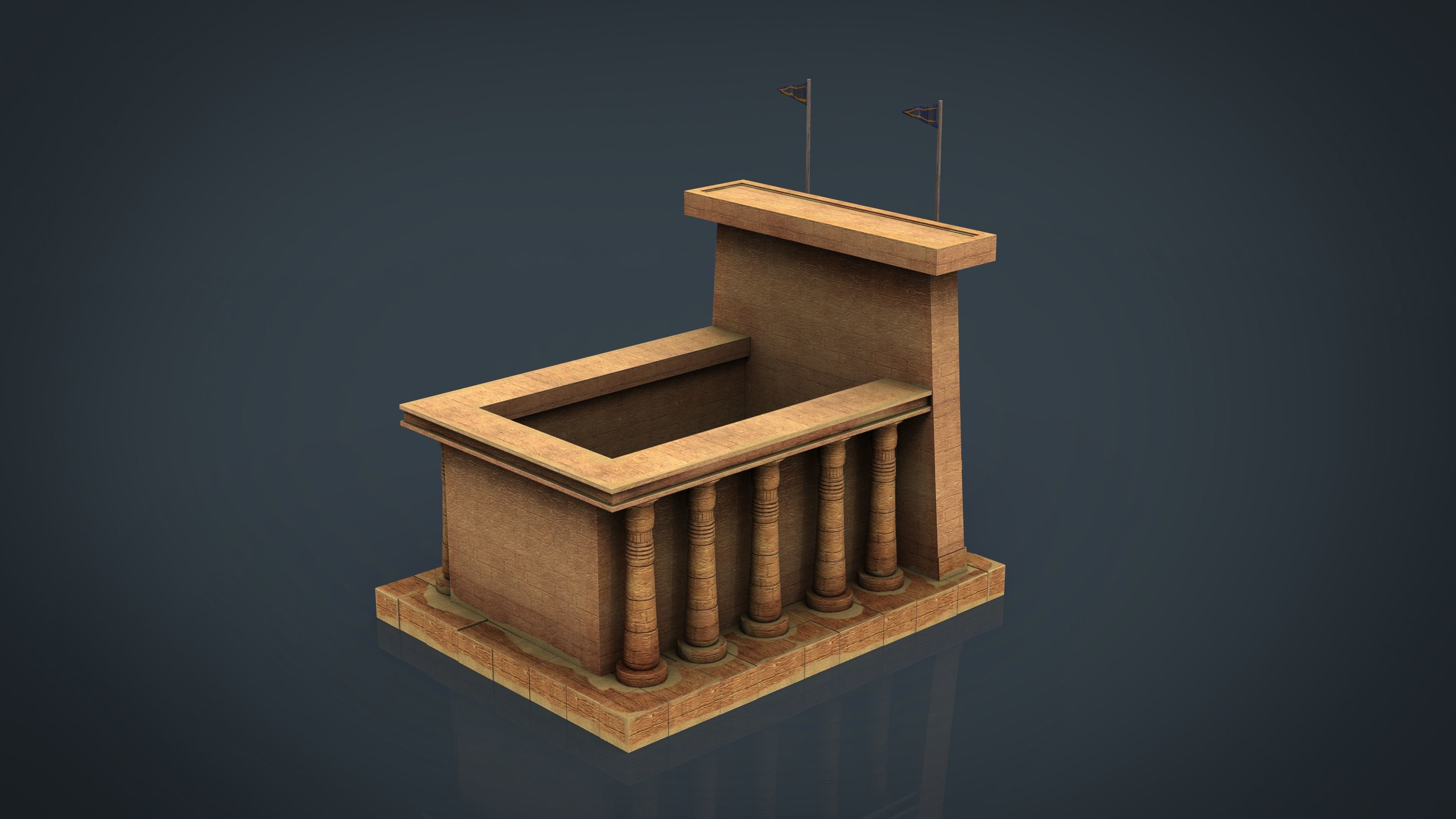 Egyptian Temple Low-poly 3D model_5