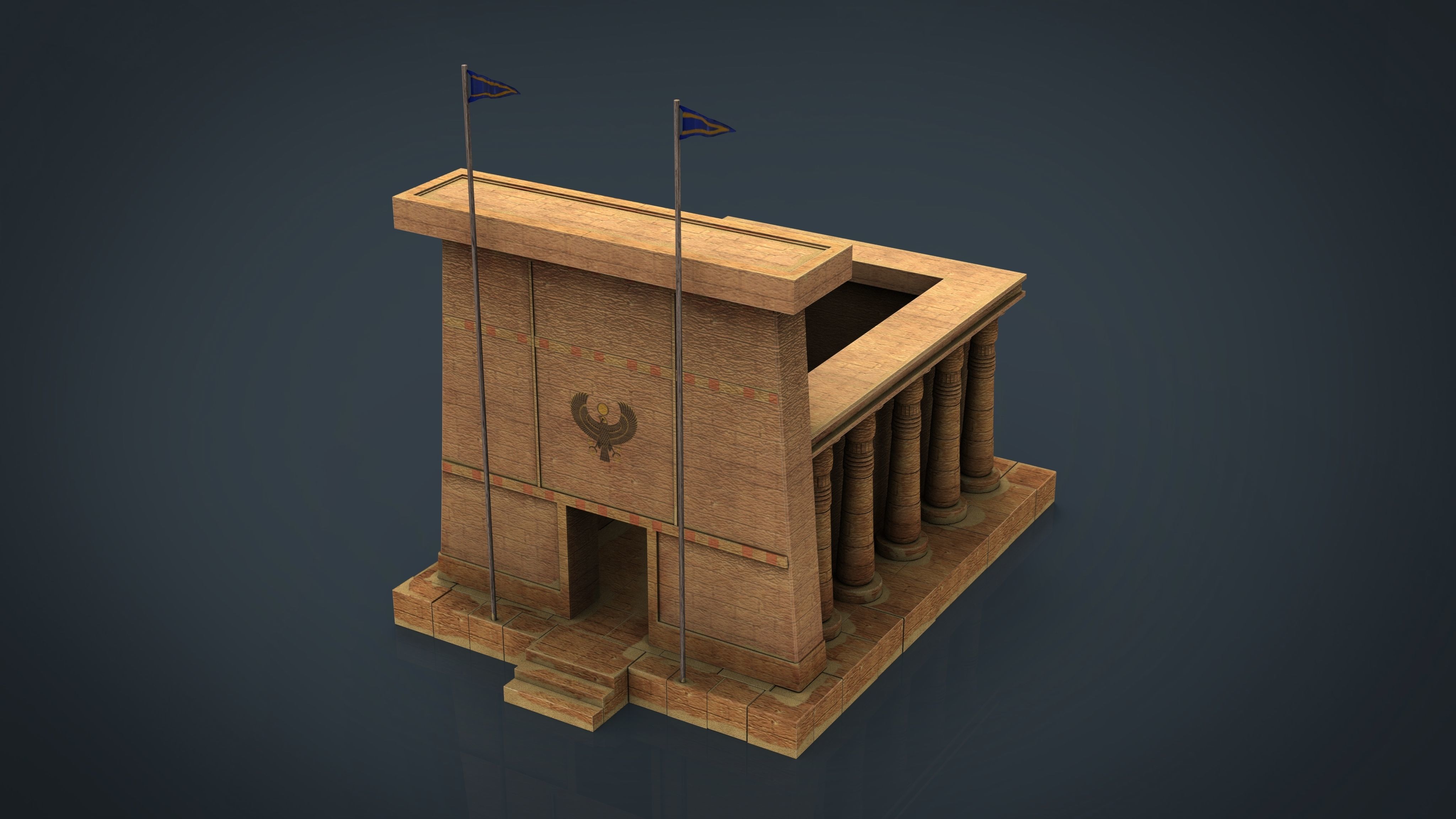 Egyptian Temple Low-poly 3D model_7