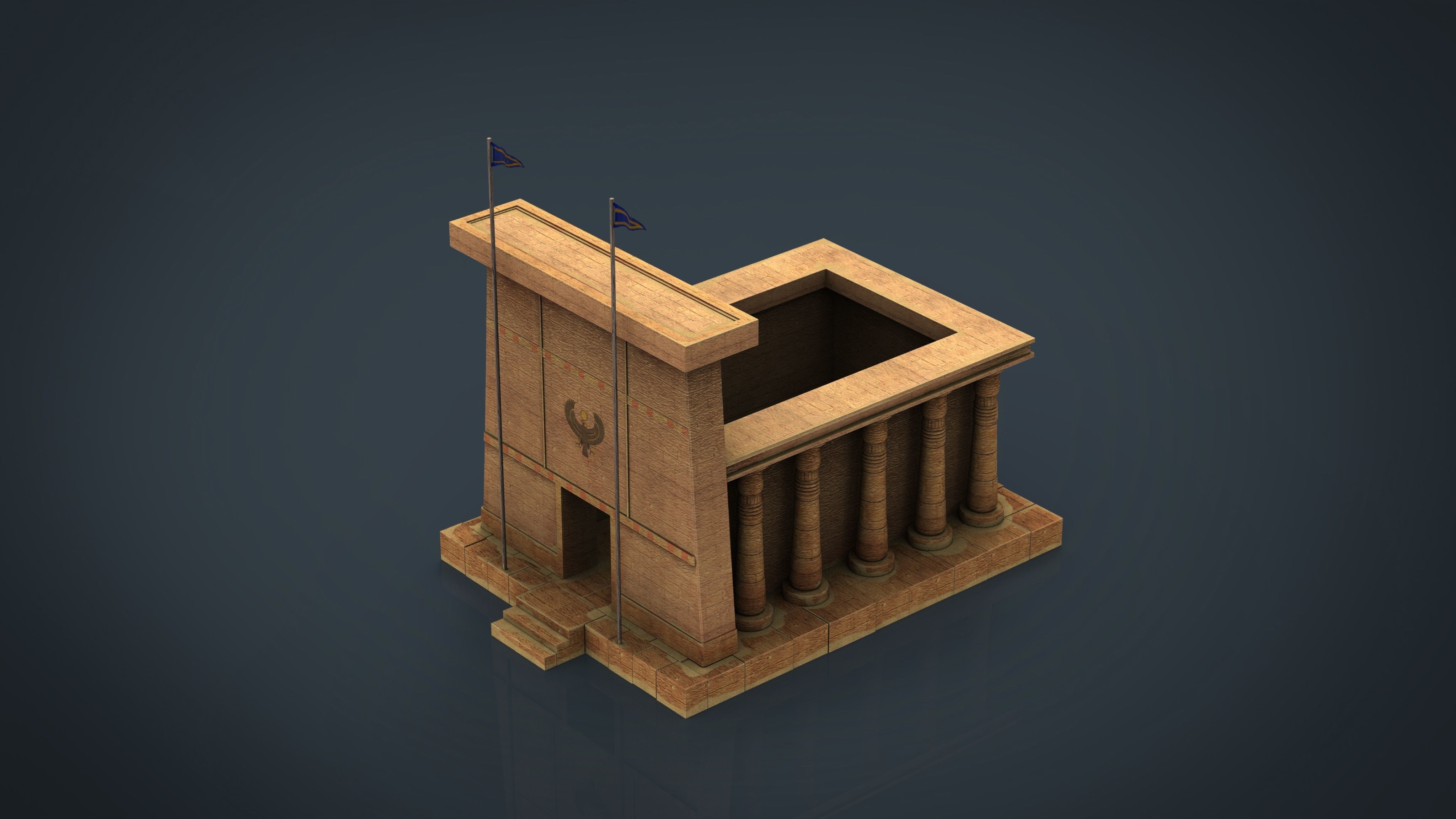 Egyptian Temple Low-poly 3D model_6