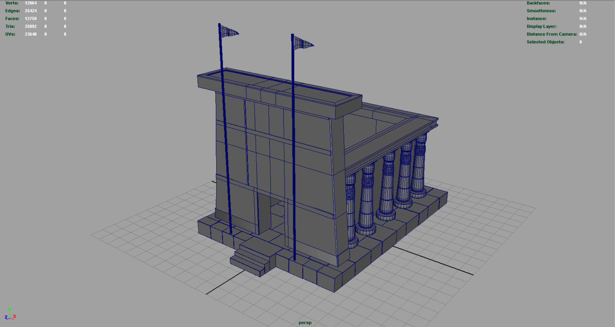 Egyptian Temple Low-poly 3D model_4