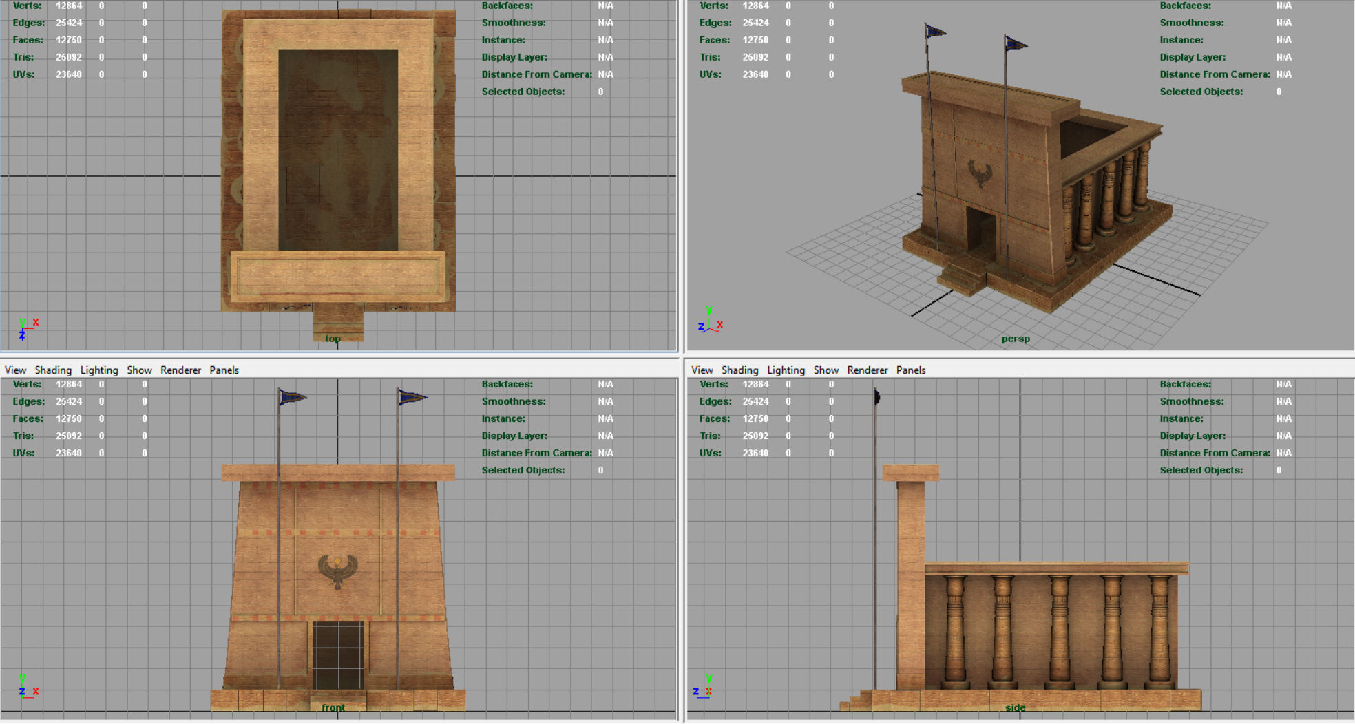 Egyptian Temple Low-poly 3D model_8