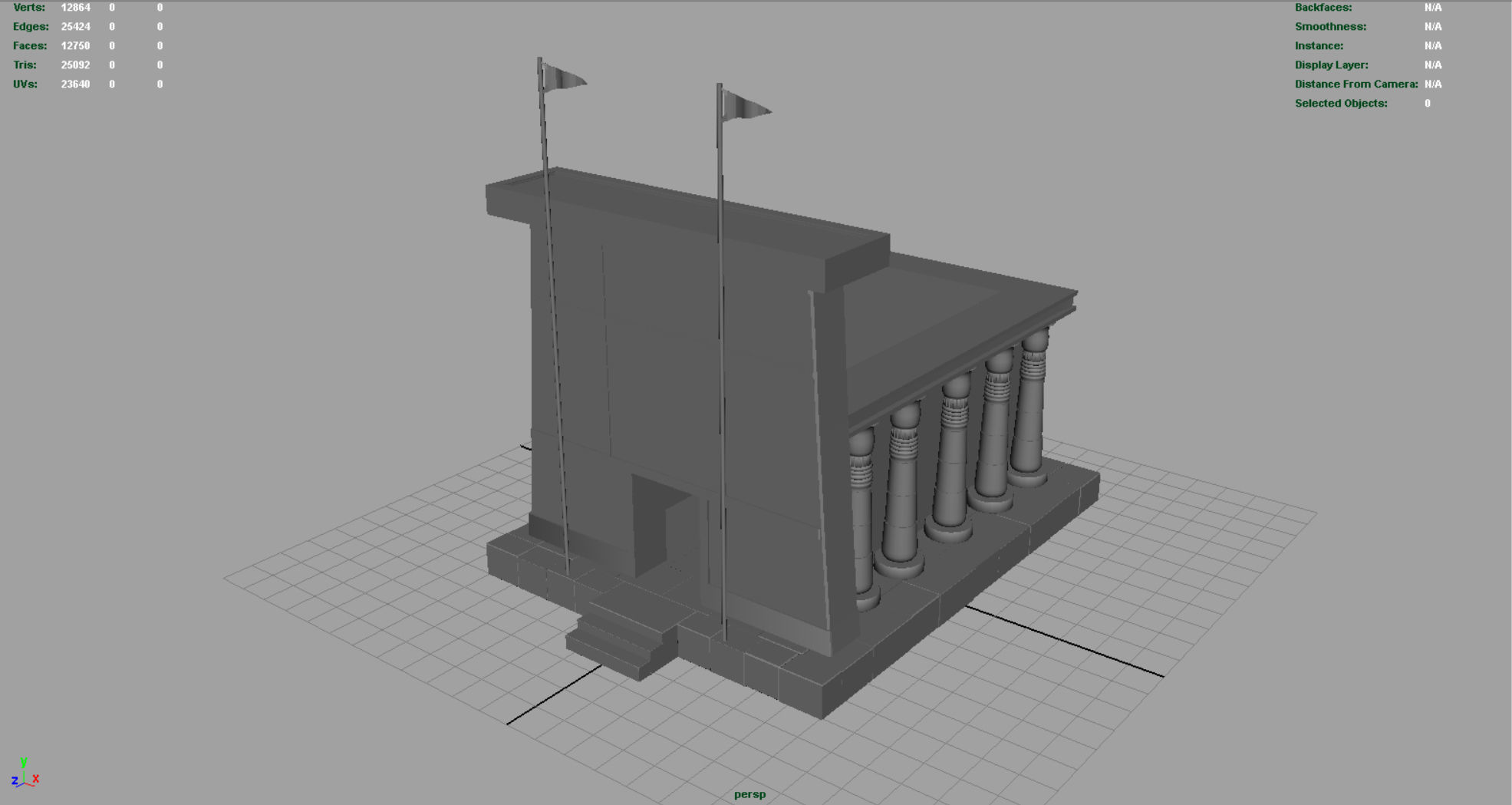 Egyptian Temple Low-poly 3D model_3