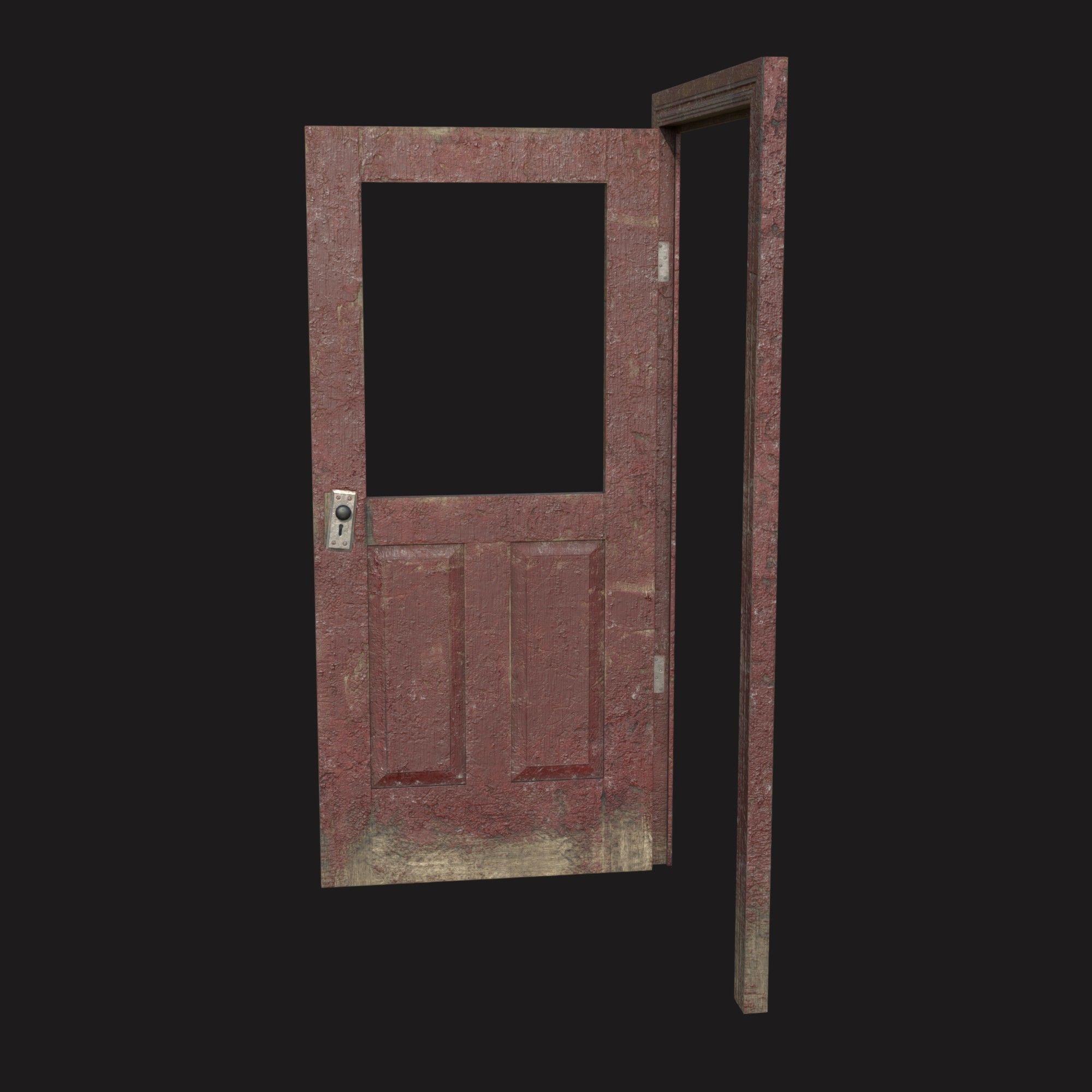 Door old 2 pbr Low-poly 3D model_3