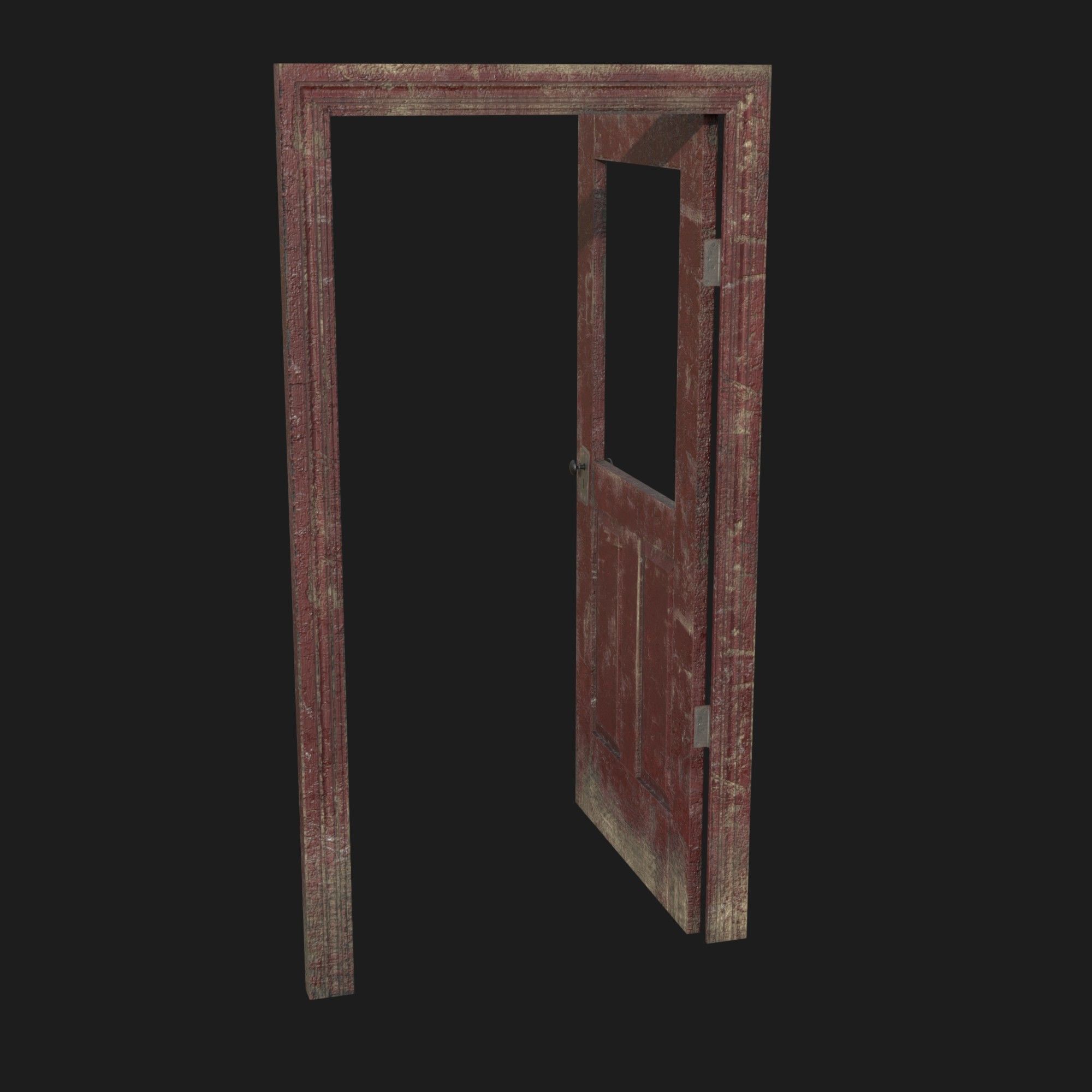 Door old 2 pbr Low-poly 3D model_4