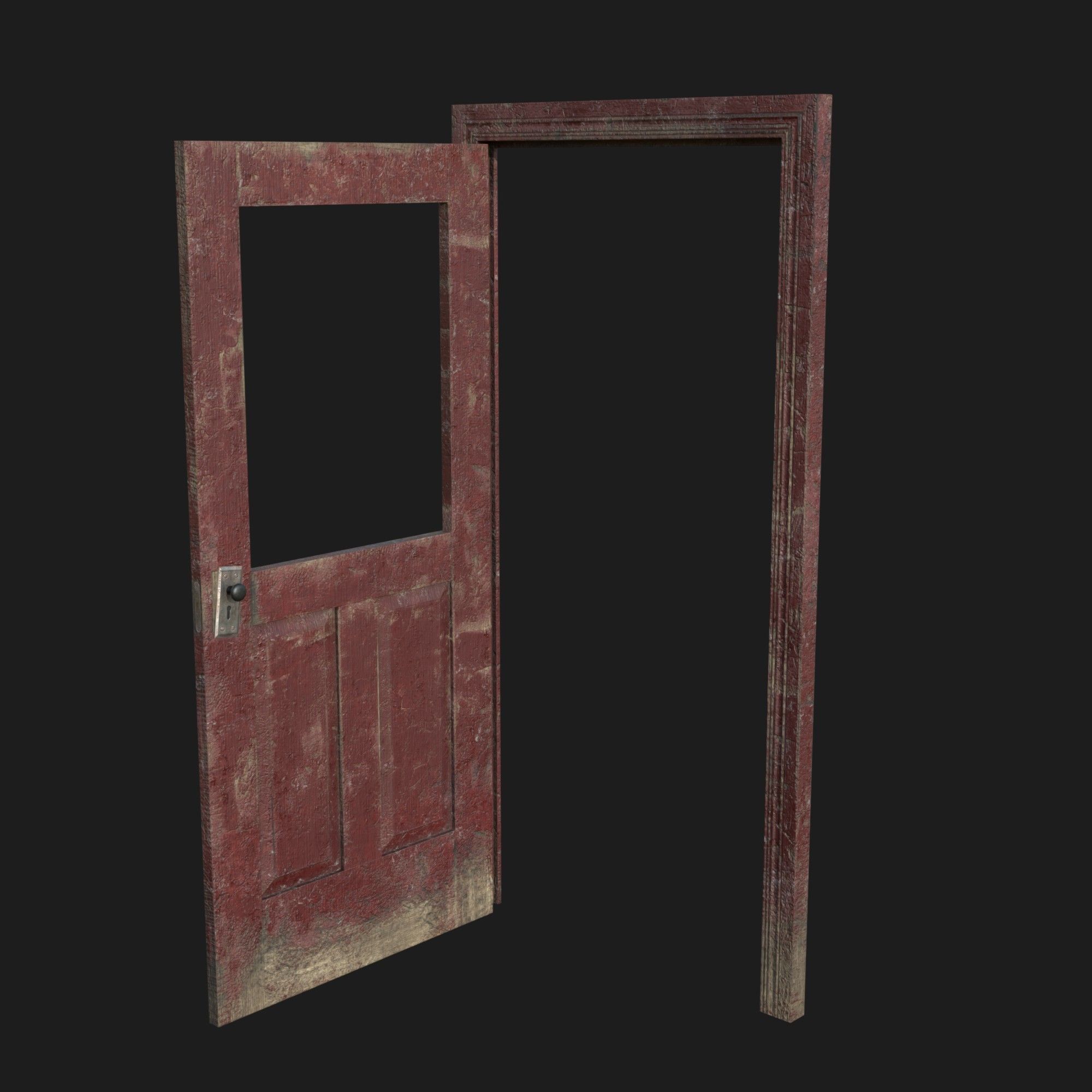Door old 2 pbr Low-poly 3D model_2