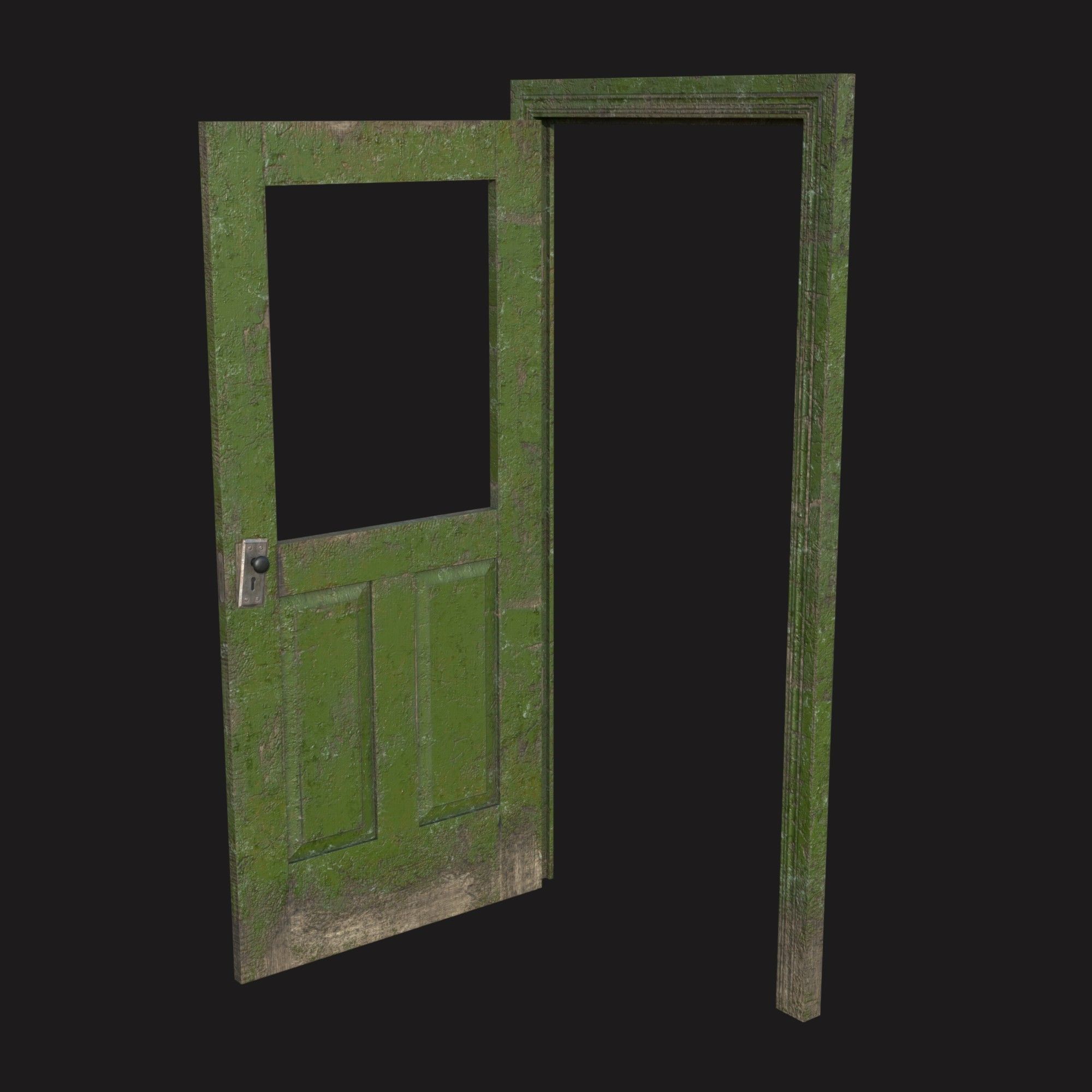 Door old 2 pbr Low-poly 3D model_9