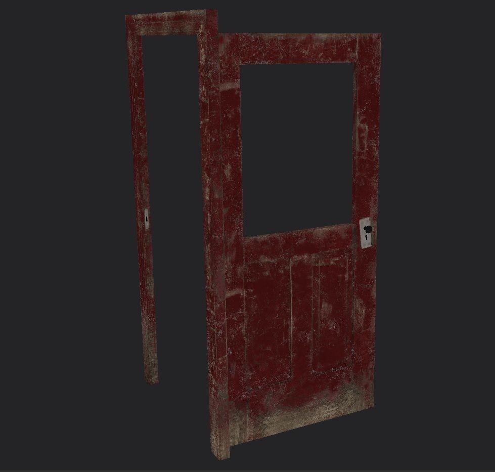 Door old 2 pbr Low-poly 3D model_5