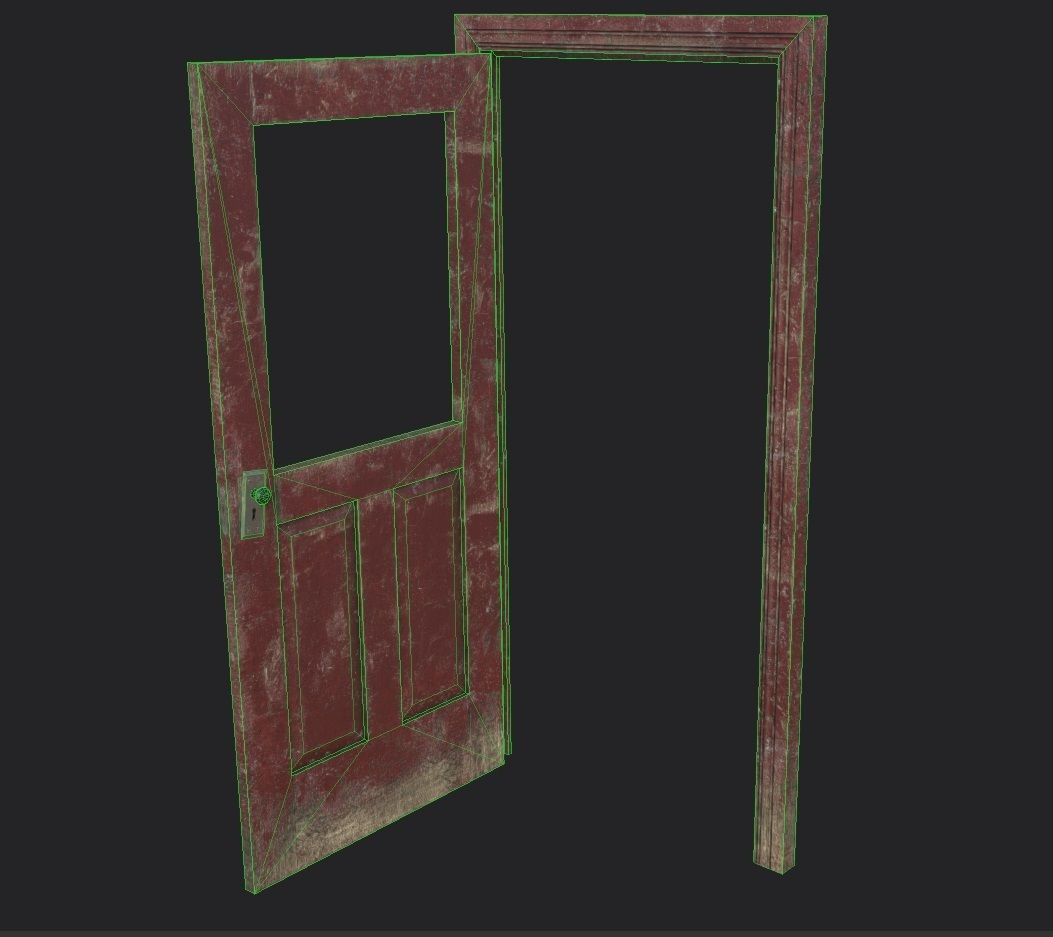 Door old 2 pbr Low-poly 3D model_7