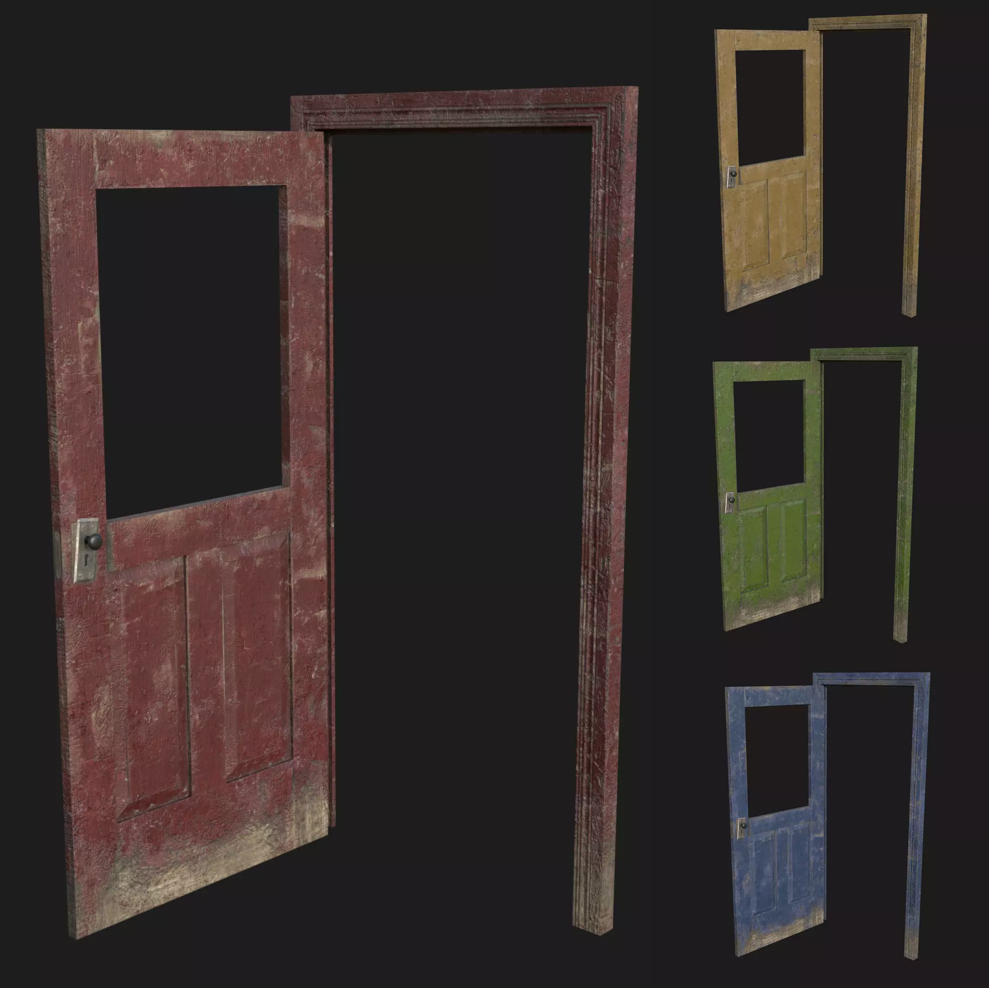 Door old 2 pbr Low-poly 3D model_0