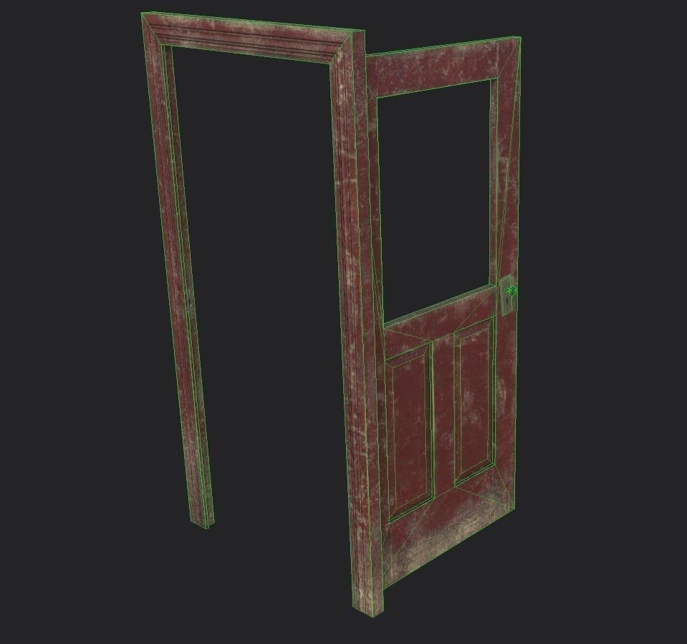 Door old 2 pbr Low-poly 3D model_8