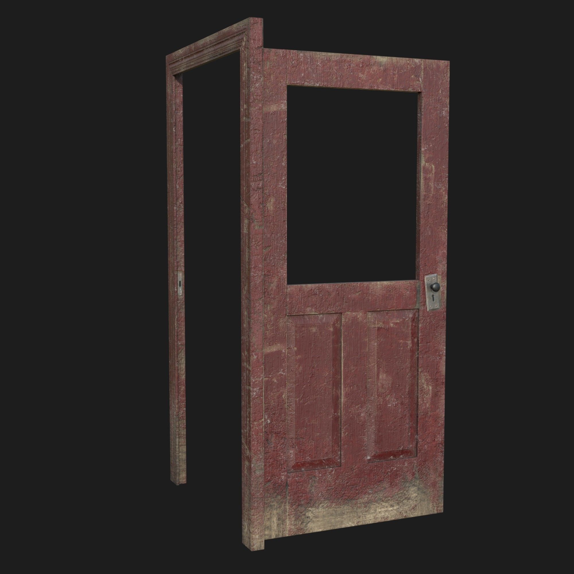 Door old 2 pbr Low-poly 3D model_1