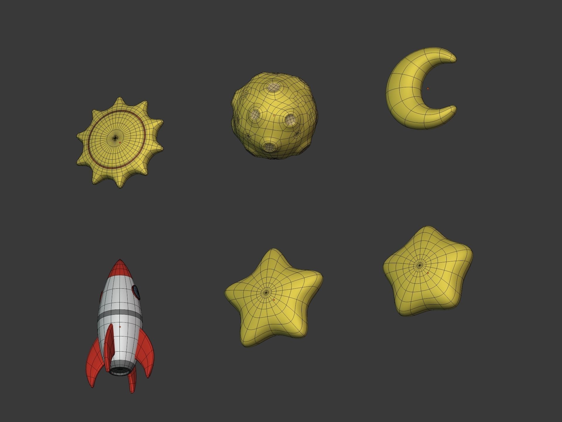 Cartoon Space Pack Low-poly 3D model_8
