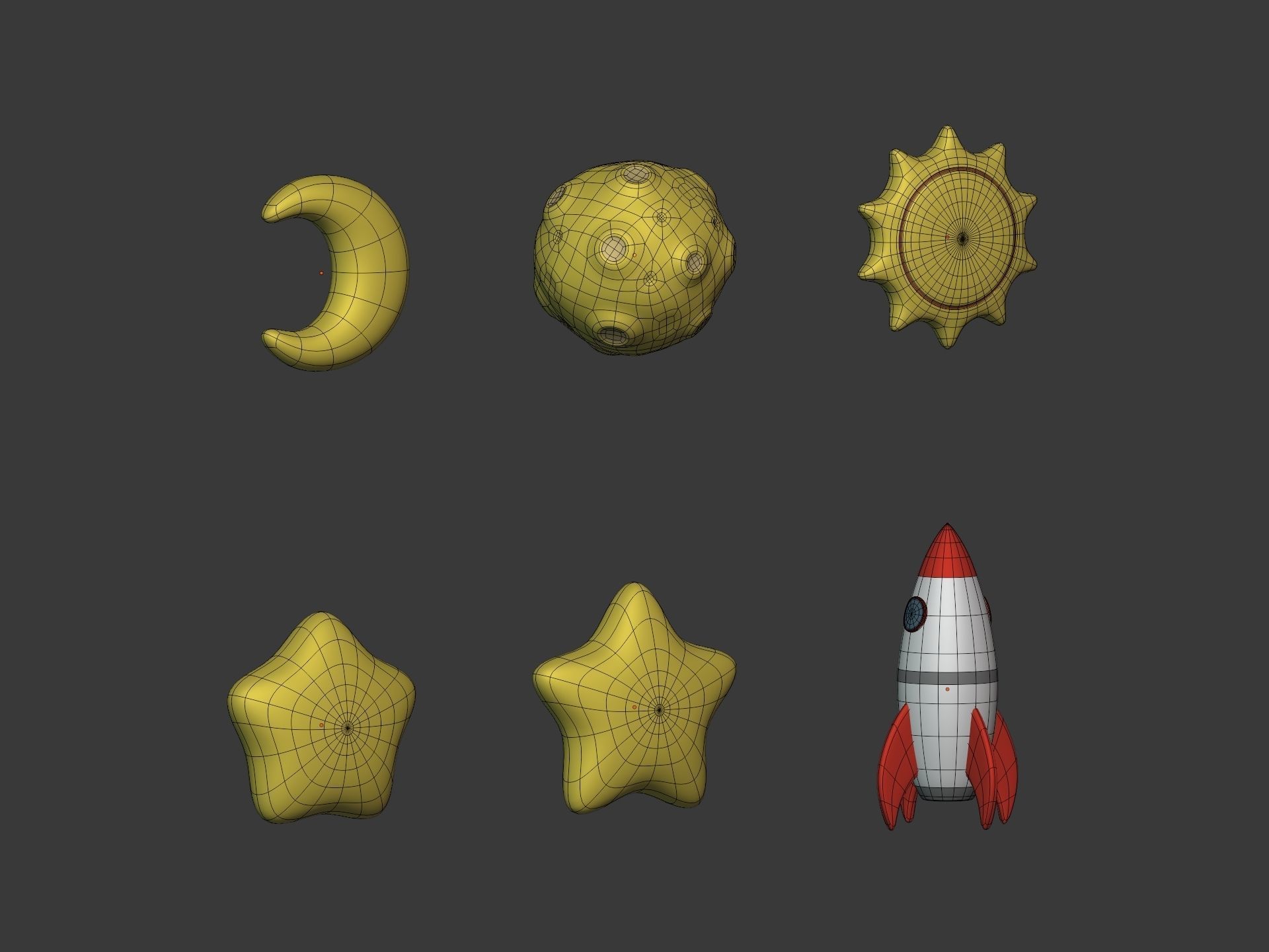 Cartoon Space Pack Low-poly 3D model_12