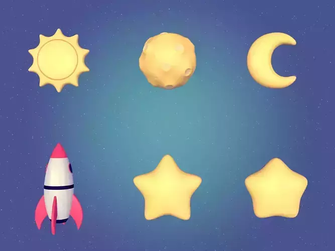 Cartoon Space Pack Low-poly 3D model