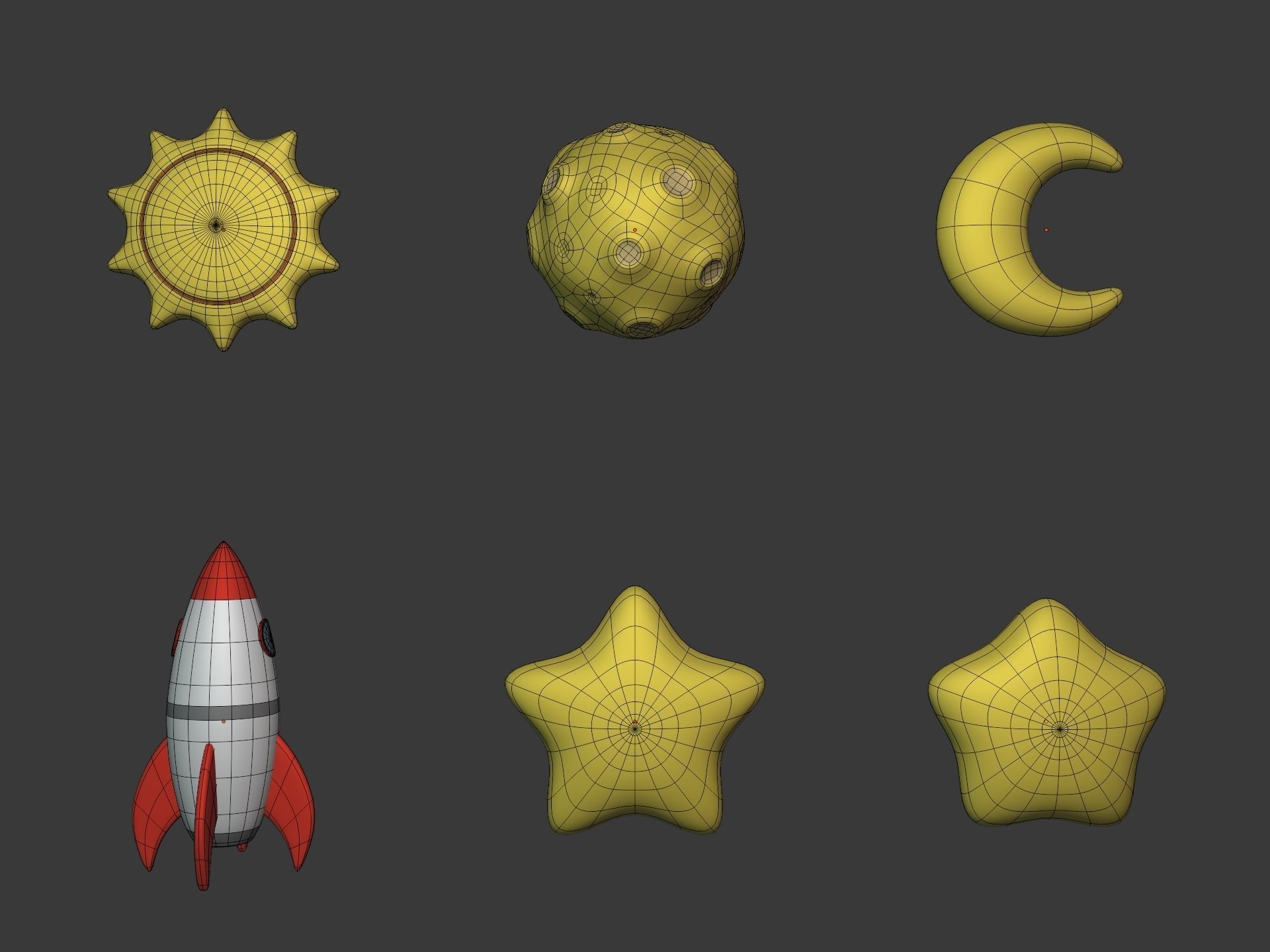 Cartoon Space Pack Low-poly 3D model_2