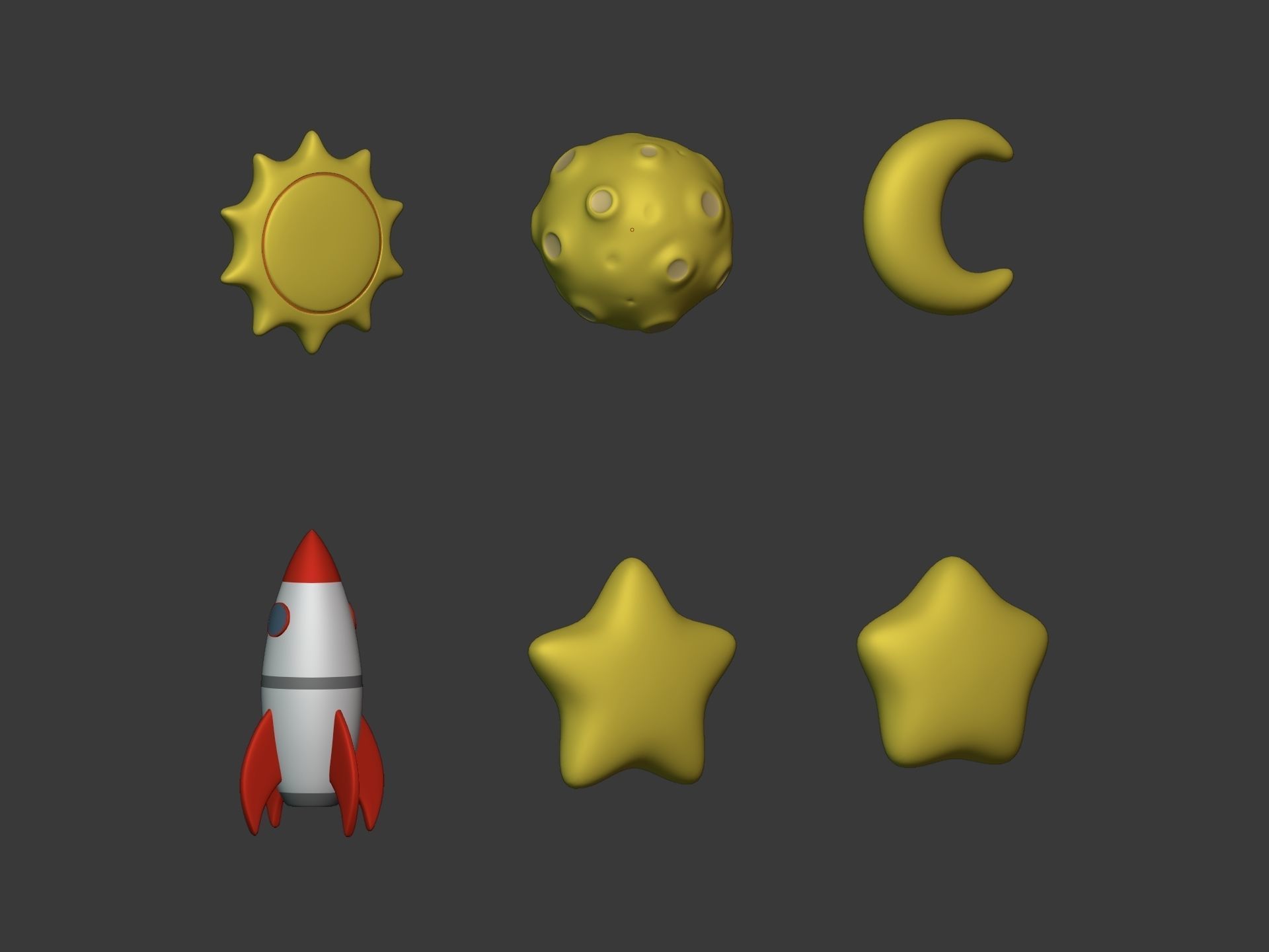 Cartoon Space Pack Low-poly 3D model_3