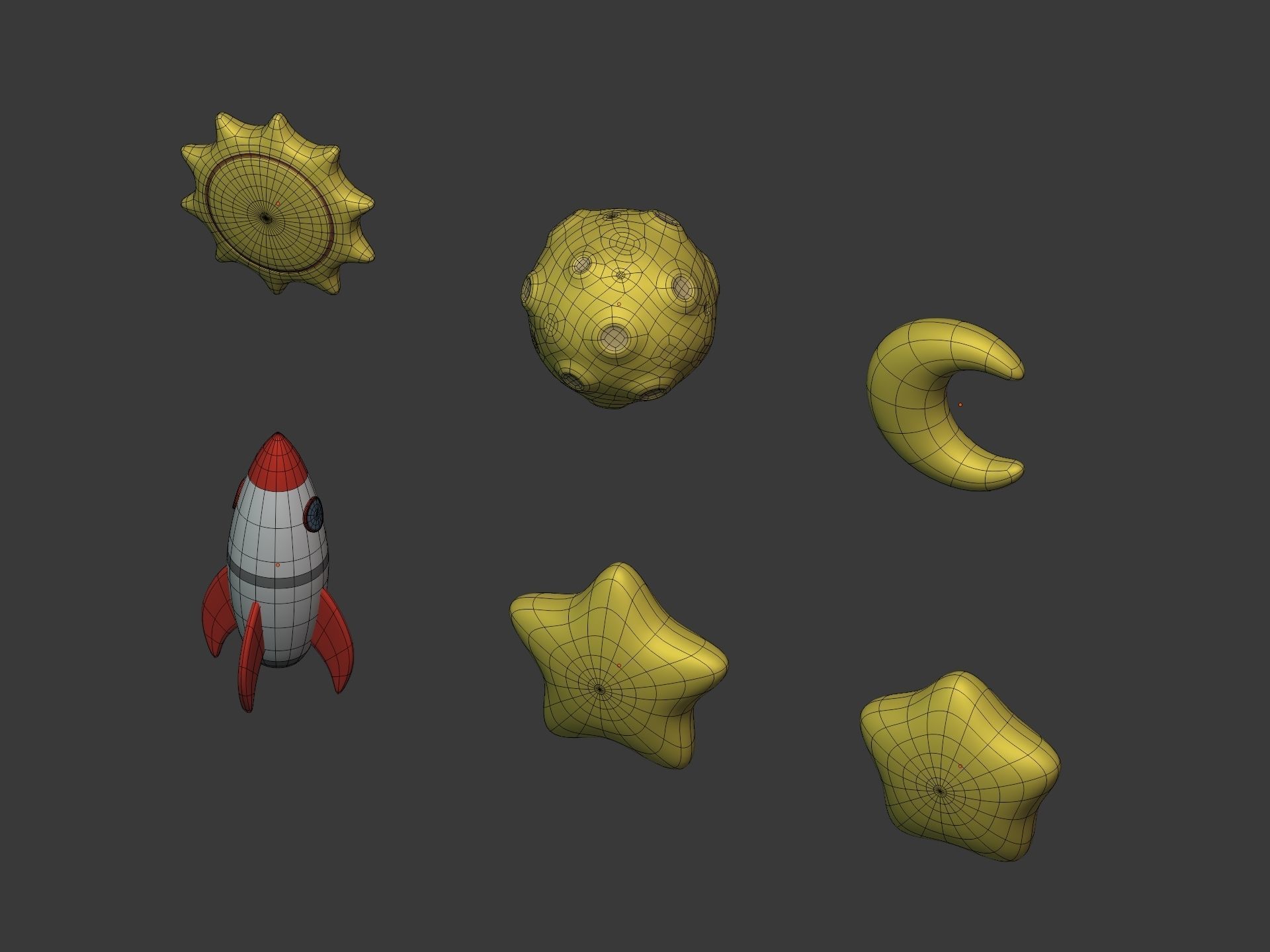 Cartoon Space Pack Low-poly 3D model_6