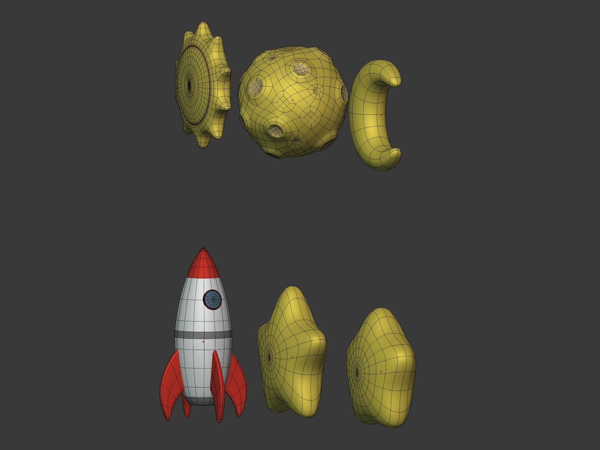 Cartoon Space Pack Low-poly 3D model_10