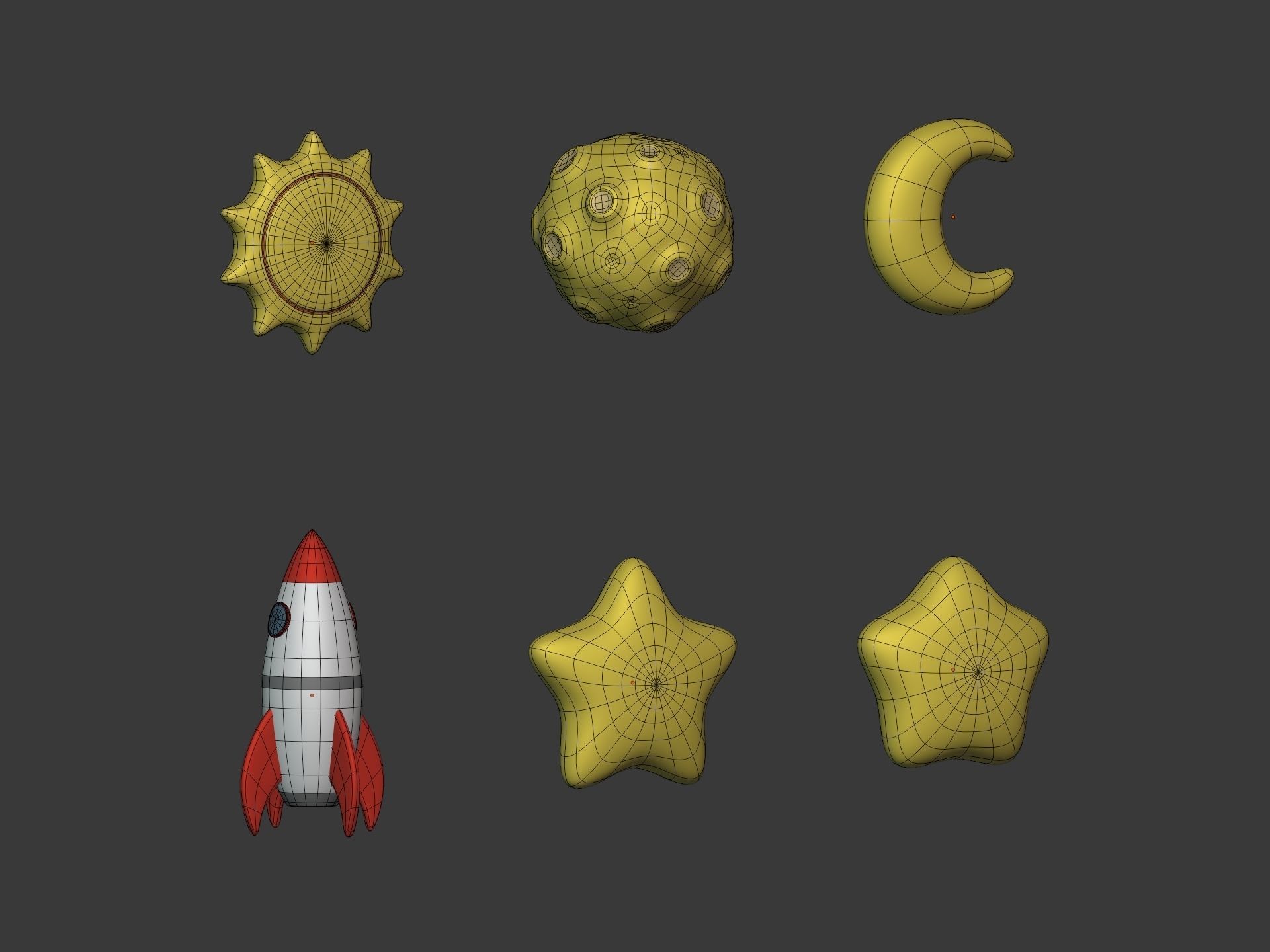 Cartoon Space Pack Low-poly 3D model_4