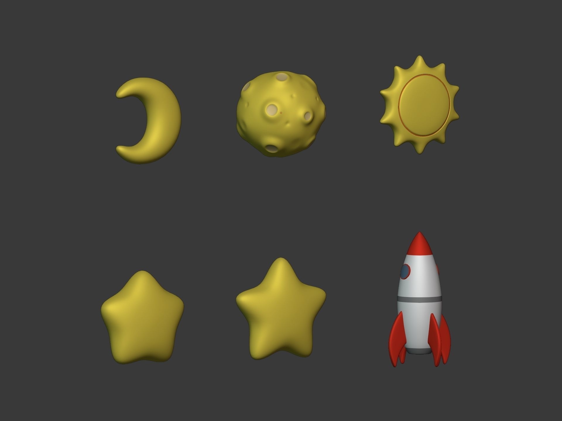 Cartoon Space Pack Low-poly 3D model_11