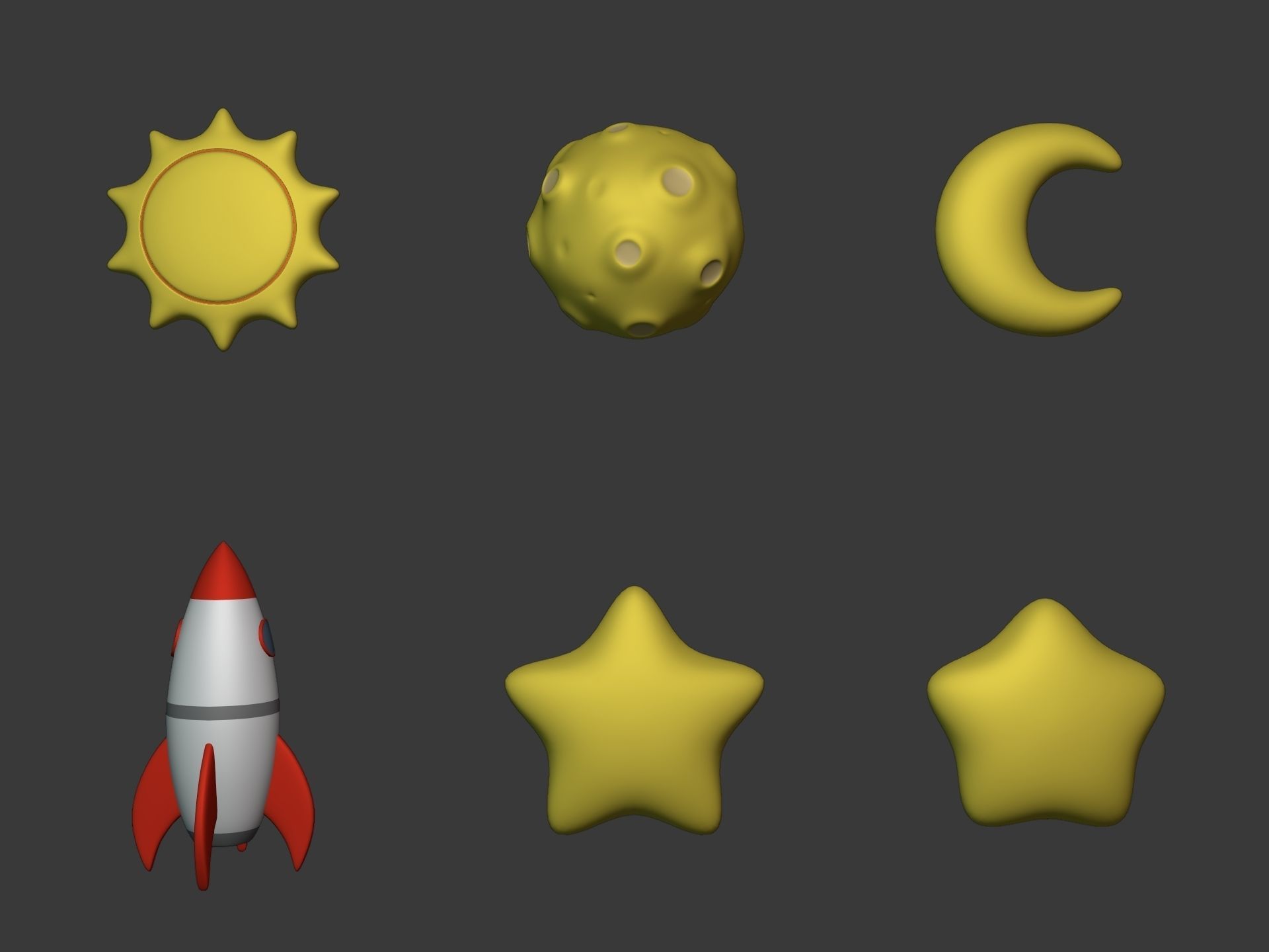 Cartoon Space Pack Low-poly 3D model_1