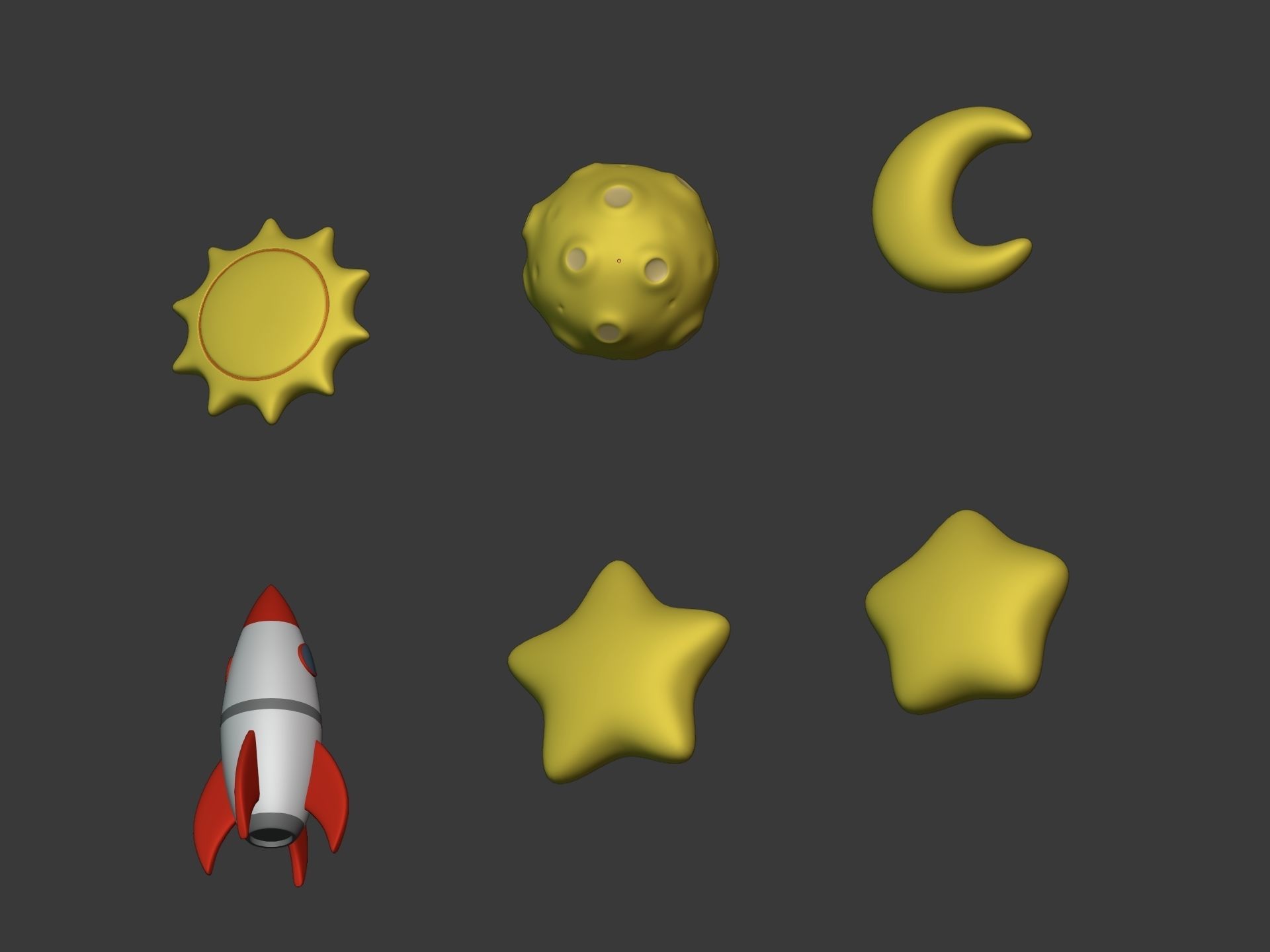 Cartoon Space Pack Low-poly 3D model_7