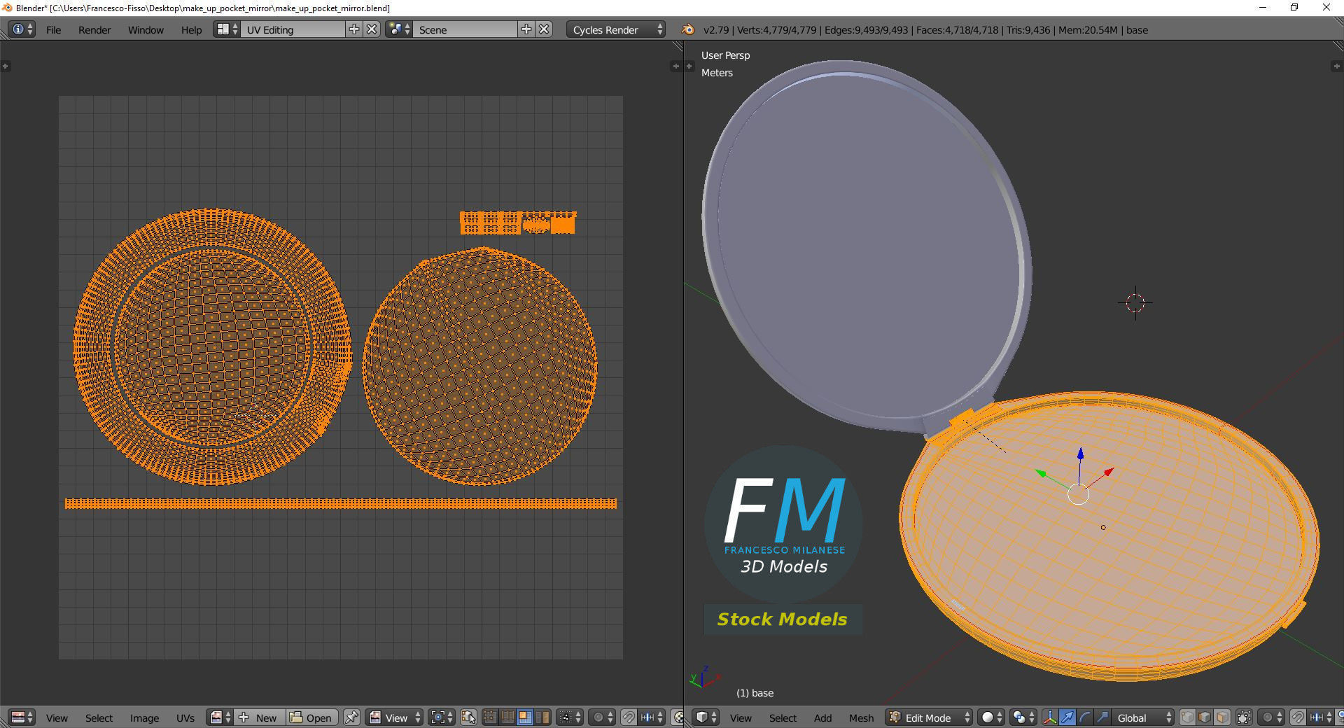 Makeup Pocket Mirror 3D model_10
