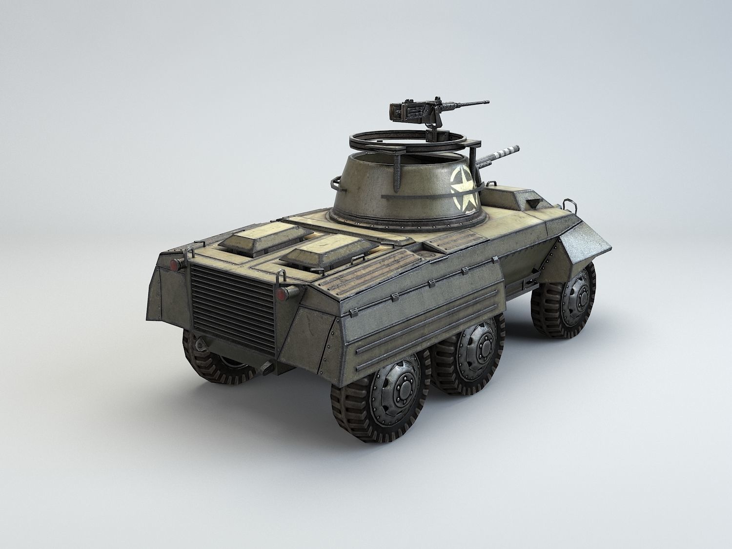 Low Poly M8 Greyhound armored car Low-poly 3D model_6