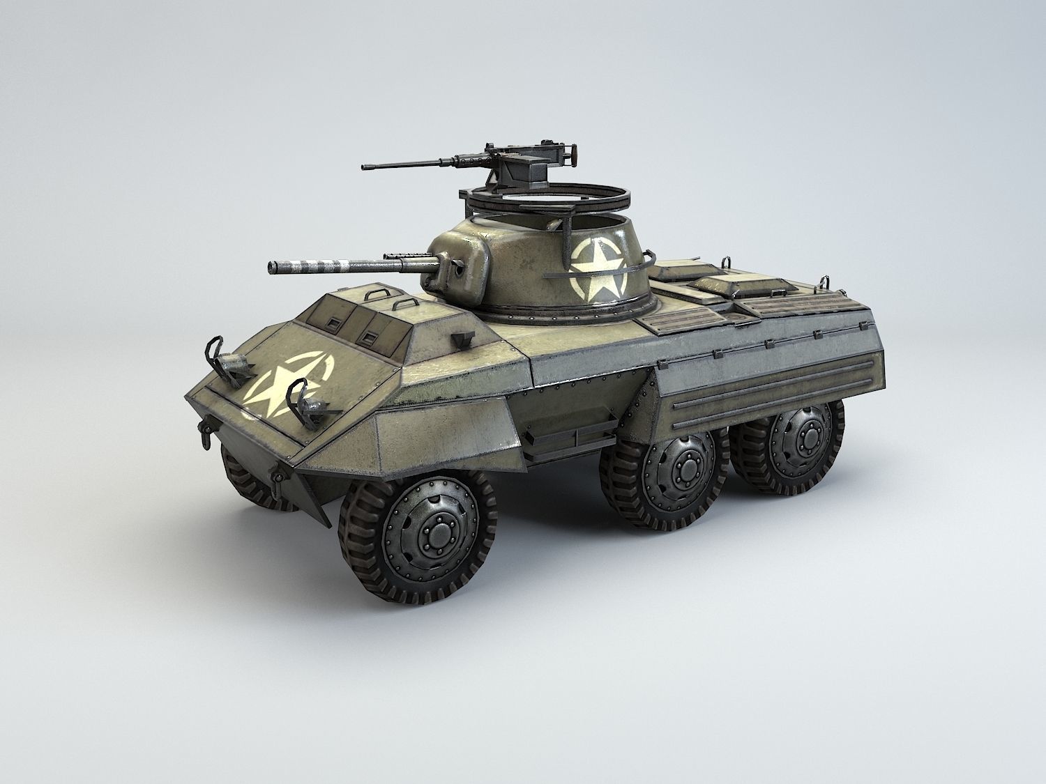Low Poly M8 Greyhound armored car Low-poly 3D model_8