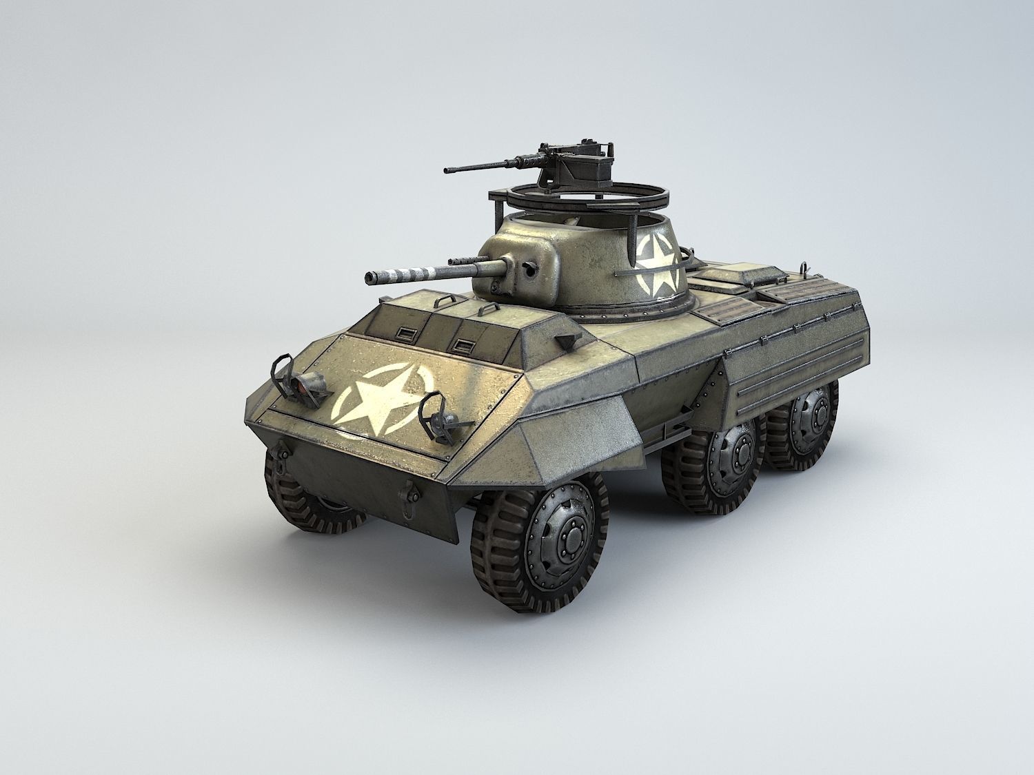 Low Poly M8 Greyhound armored car Low-poly 3D model_3