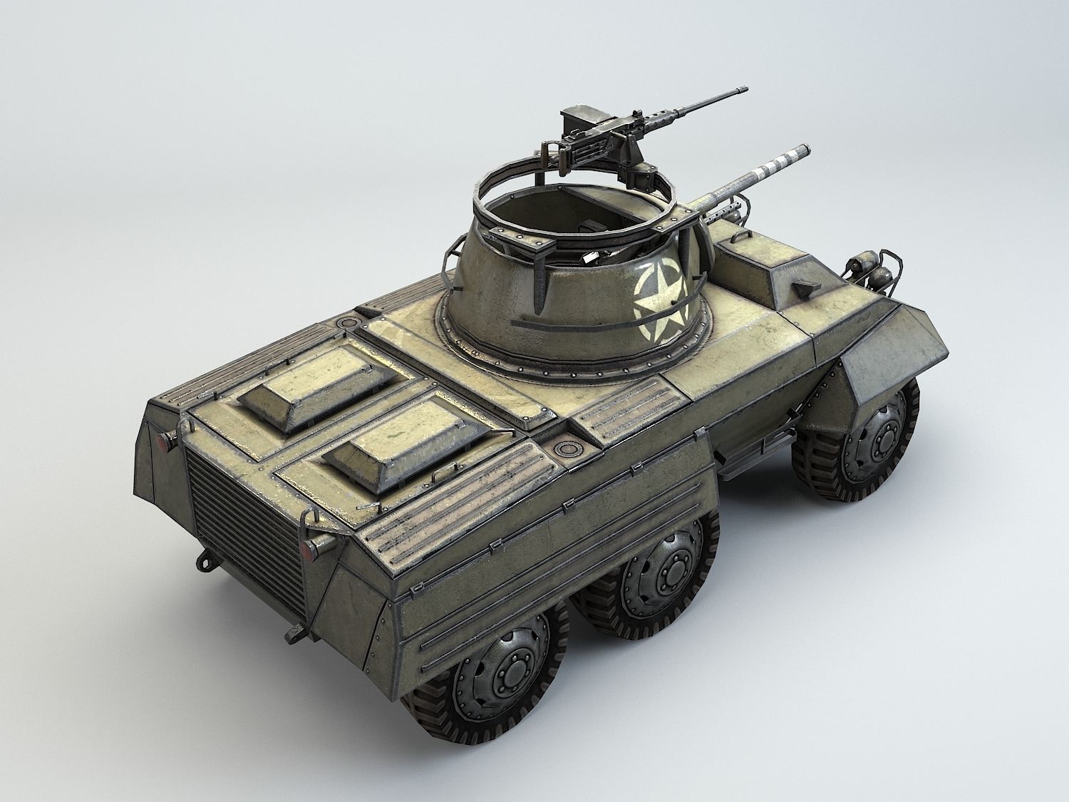 Low Poly M8 Greyhound armored car Low-poly 3D model_11