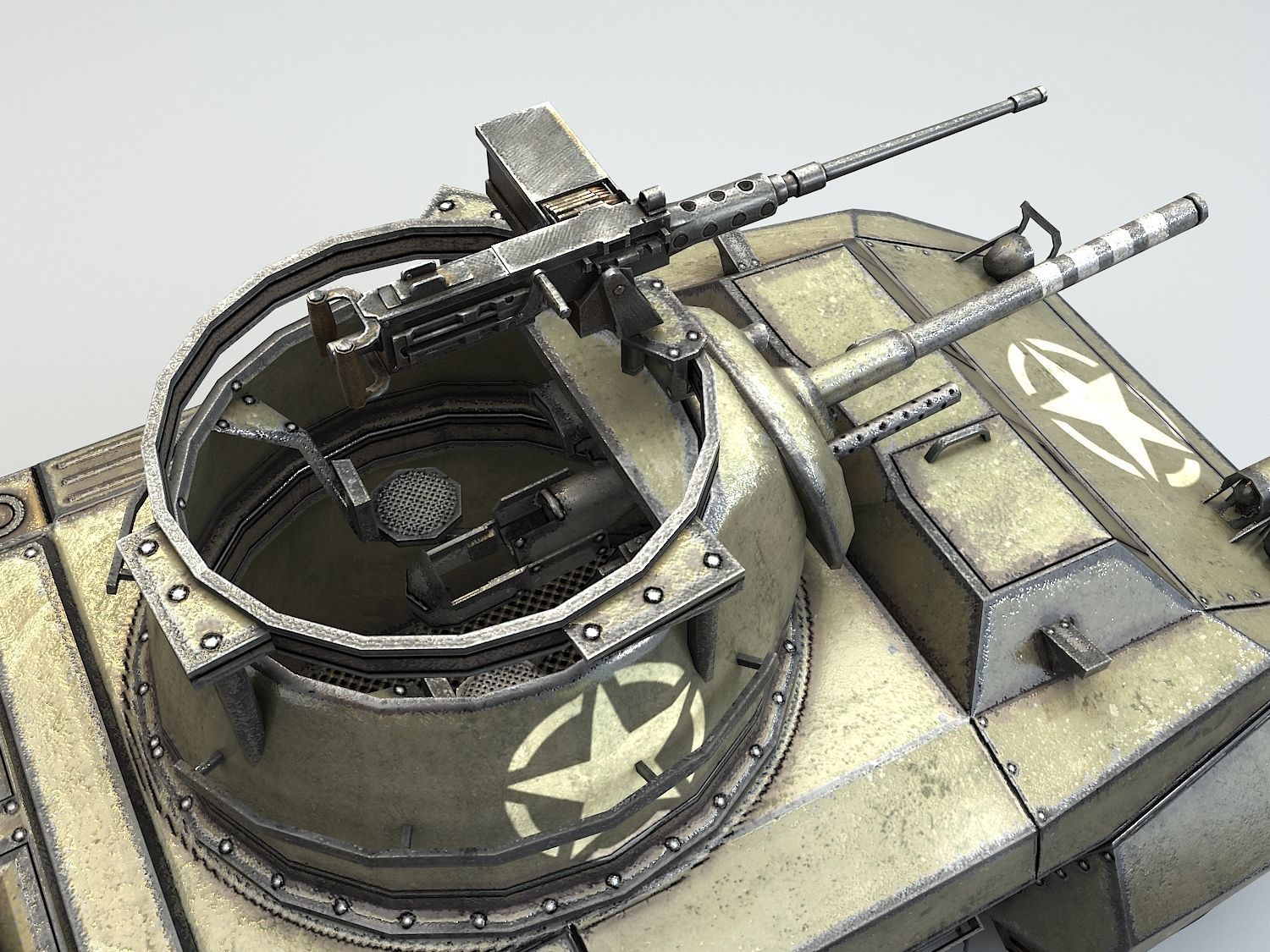 Low Poly M8 Greyhound armored car Low-poly 3D model_13