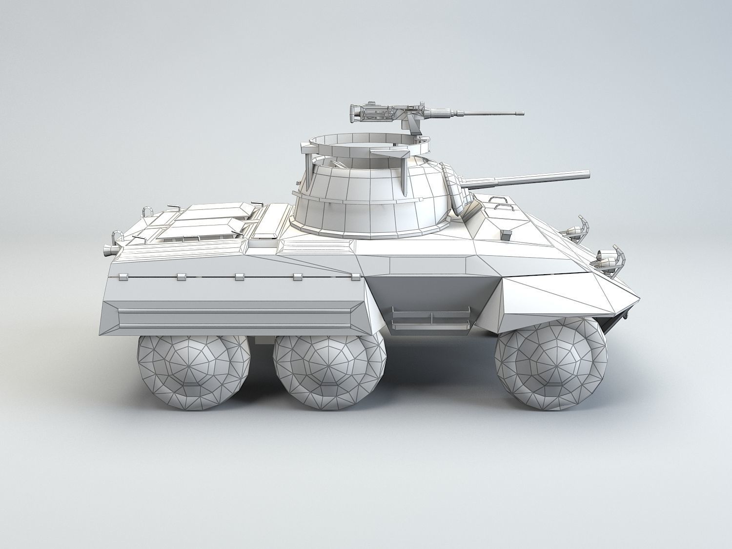 Low Poly M8 Greyhound armored car Low-poly 3D model_2