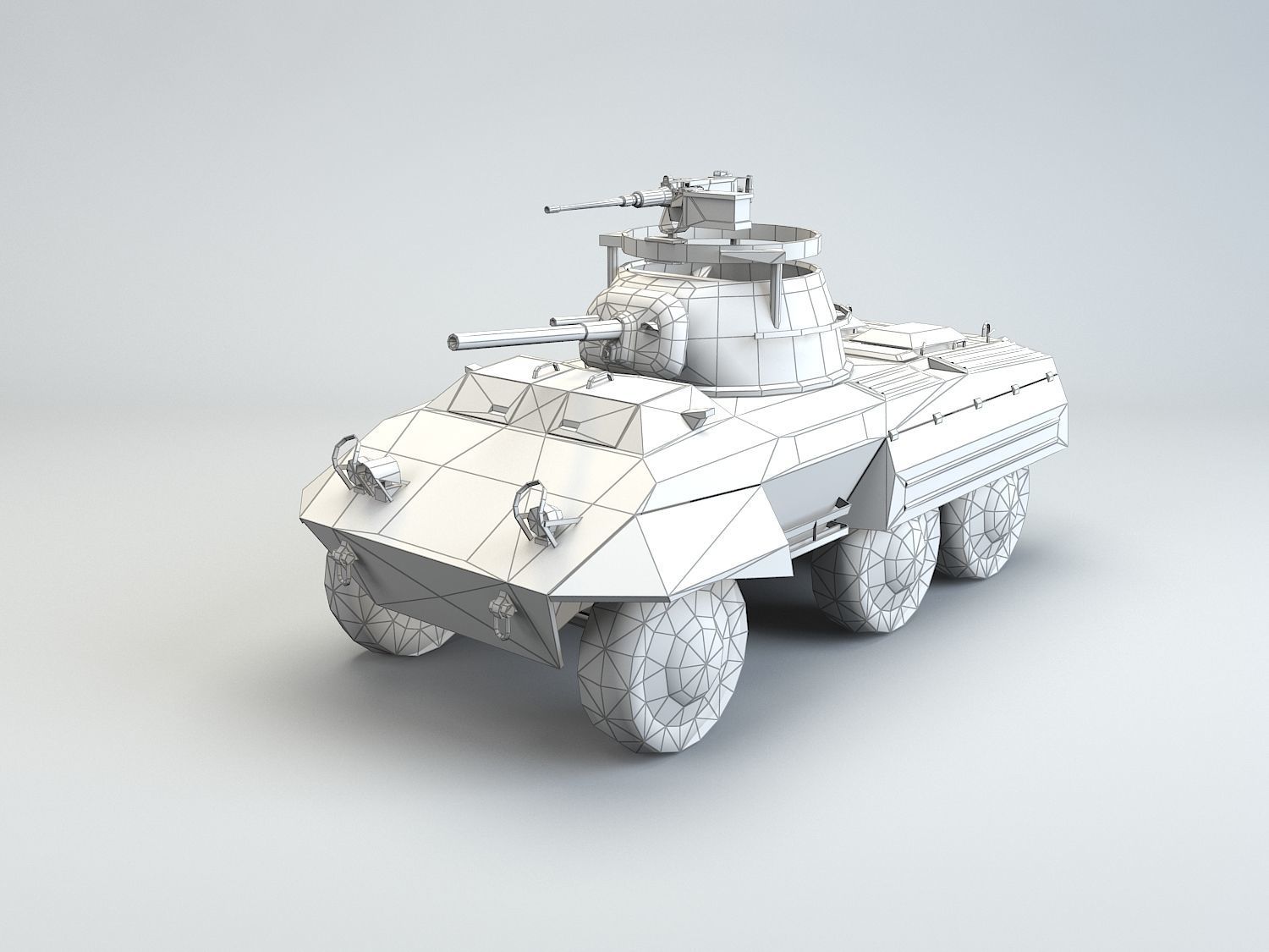 Low Poly M8 Greyhound armored car Low-poly 3D model_4