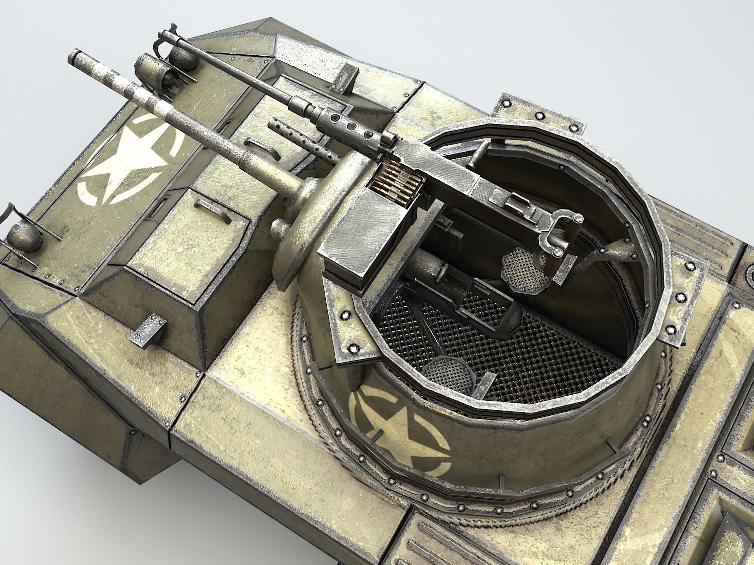 Low Poly M8 Greyhound armored car Low-poly 3D model_12