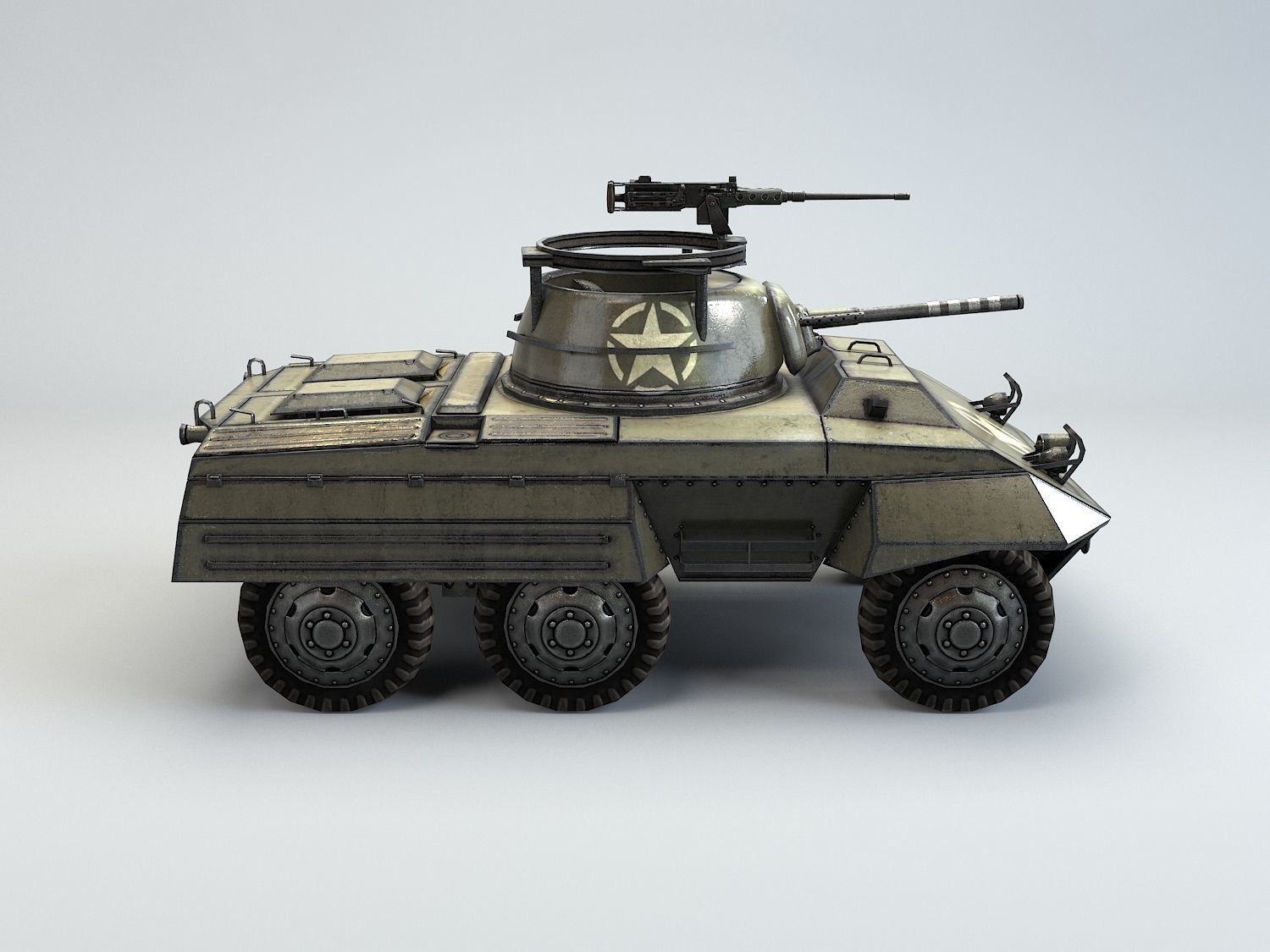 Low Poly M8 Greyhound armored car Low-poly 3D model_1