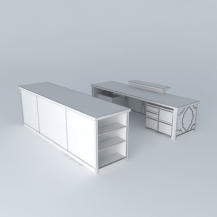 School Library Desk Free 3D model_4