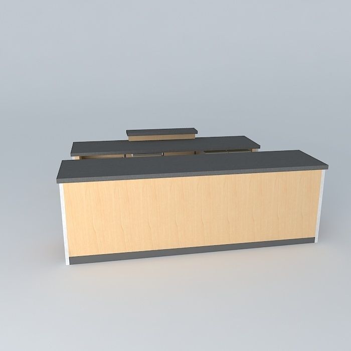 School Library Desk Free 3D model_2